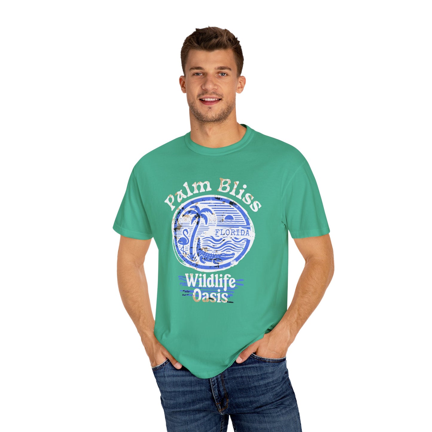 Palm Bliss Wildlife Oasis T-Shirt, Unisex Beach Shirt, Summer Vacation Tee, Gift for Ocean Lovers, Florida Apparel