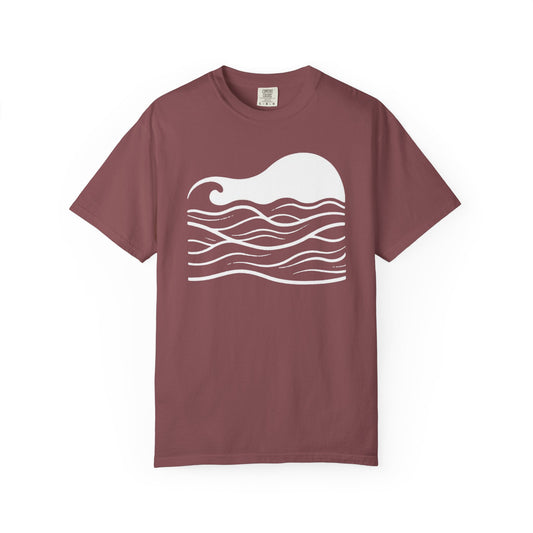 Stenciled Ocean Wave T-Shirt, 100% Ring-Spun Garment-Dyed Cotton