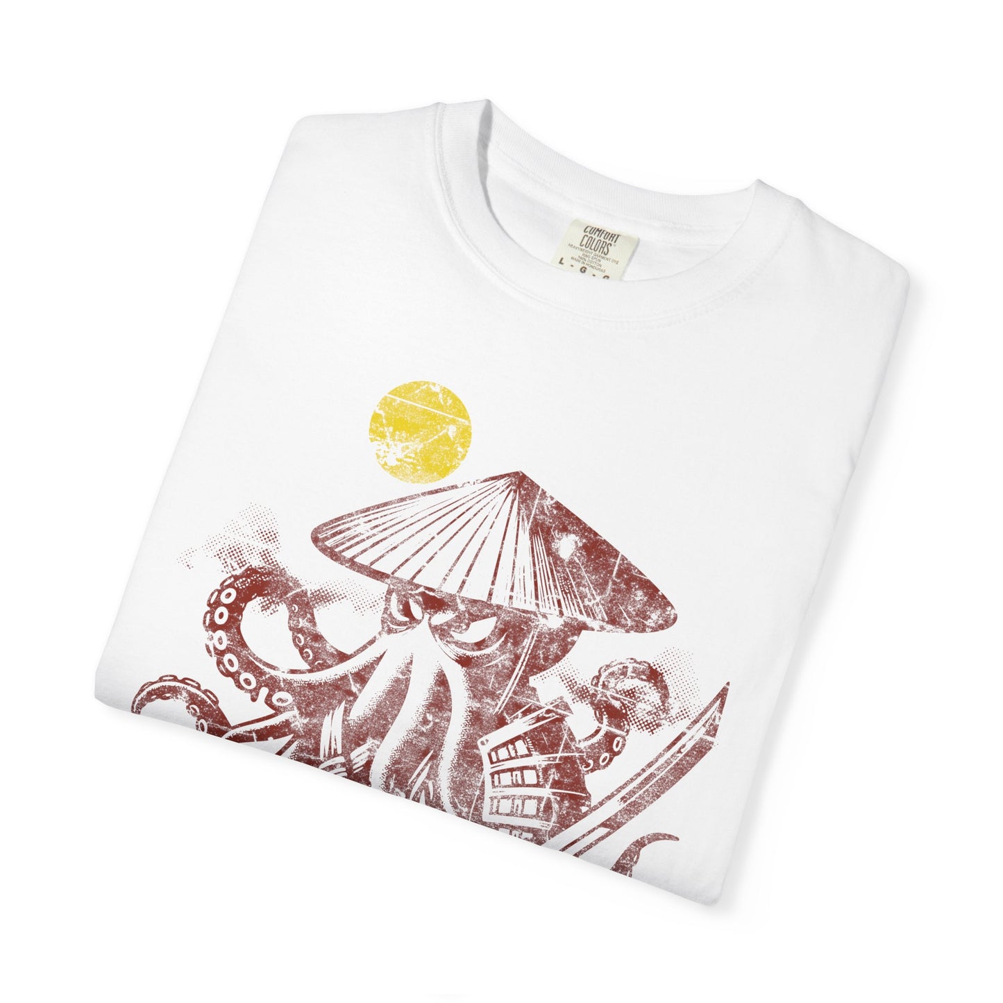 Faded Octopus Samurai T-shirt, Vintage Graphic Tee, Unisex Tee, Distressed Octopus Shirt, Unique Gift