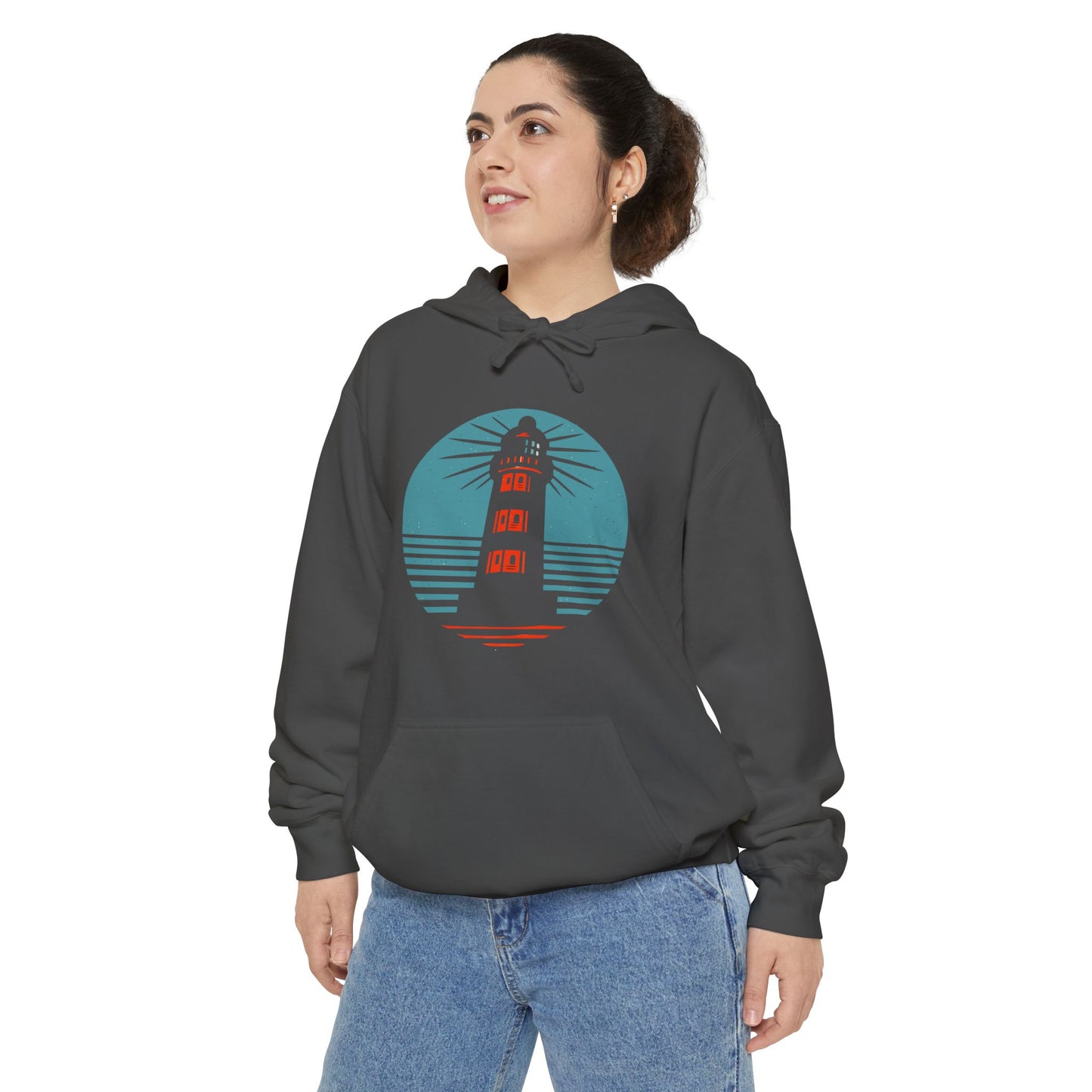Lighthouse Hoodie | Relaxed Unisex Sweatshirt for Beach Lovers, Summer Vibes, Gift for Him or Her, Ocean-Themed Apparel, Casual Outfit