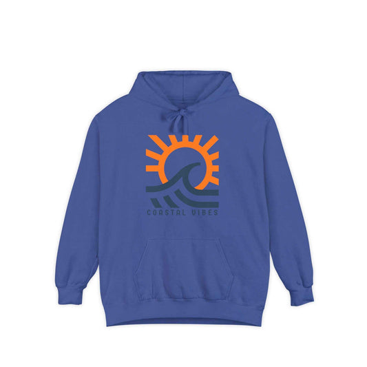 Coastal Vibes Hoodie, Garment-Dyed Unisex Beach Pullover