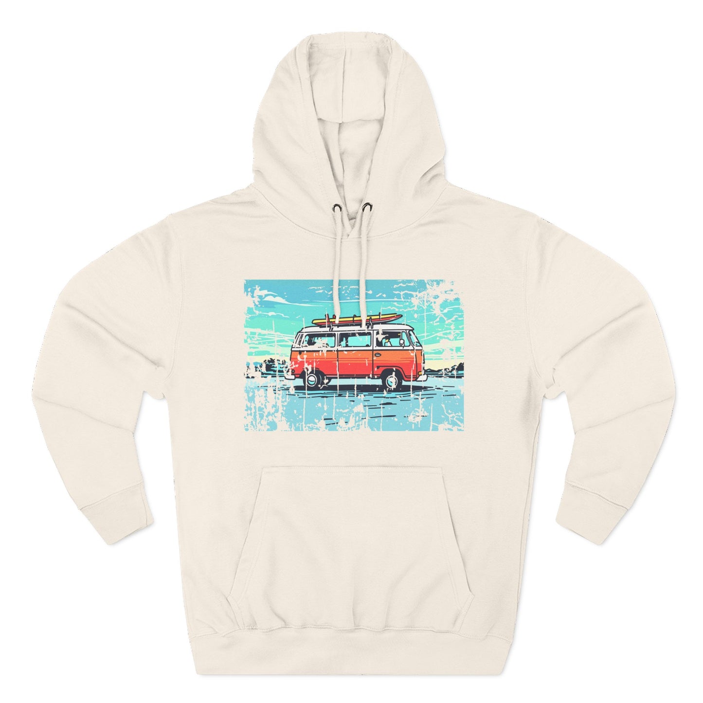 Retro Van Fleece Hoodie | Cozy Beachwear, Surf Style Gear, Road Trip Essential, Gift for Adventurers, Casual Wear