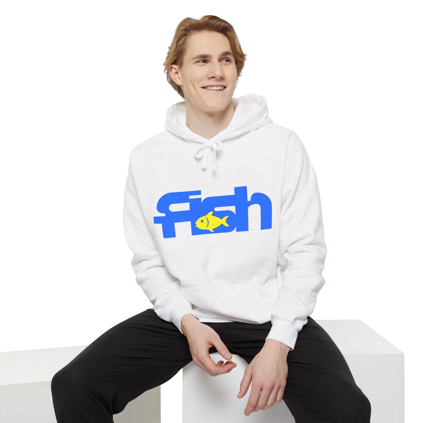 Fish Design Unisex Hoodie, Casual Streetwear, Gift for Fish Lovers, Relaxed Fit, Eco-Friendly Style, Summer Beach Vibe