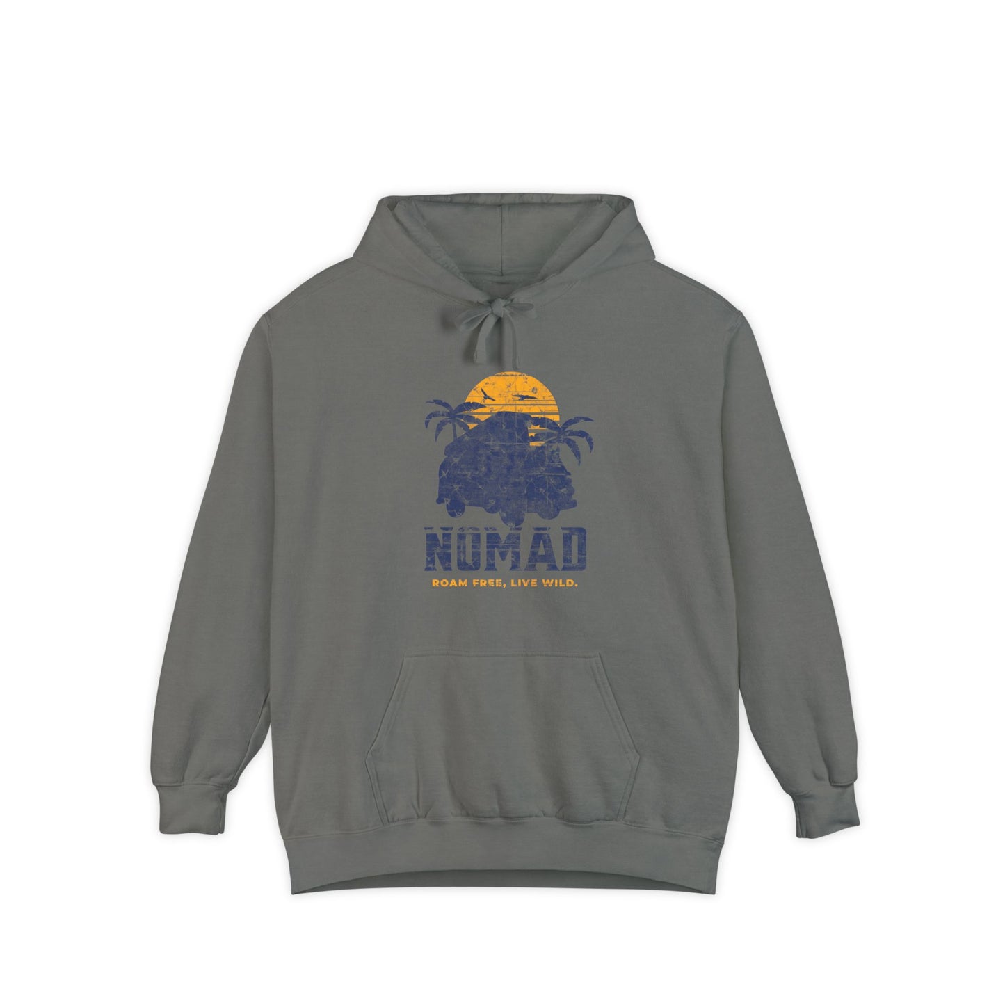 Nomad Vibes Unisex Garment-Dyed Hoodie, Casual Hoodie, Beach Hoodie, Travel Apparel, Summer Chillwear, Relaxed Style