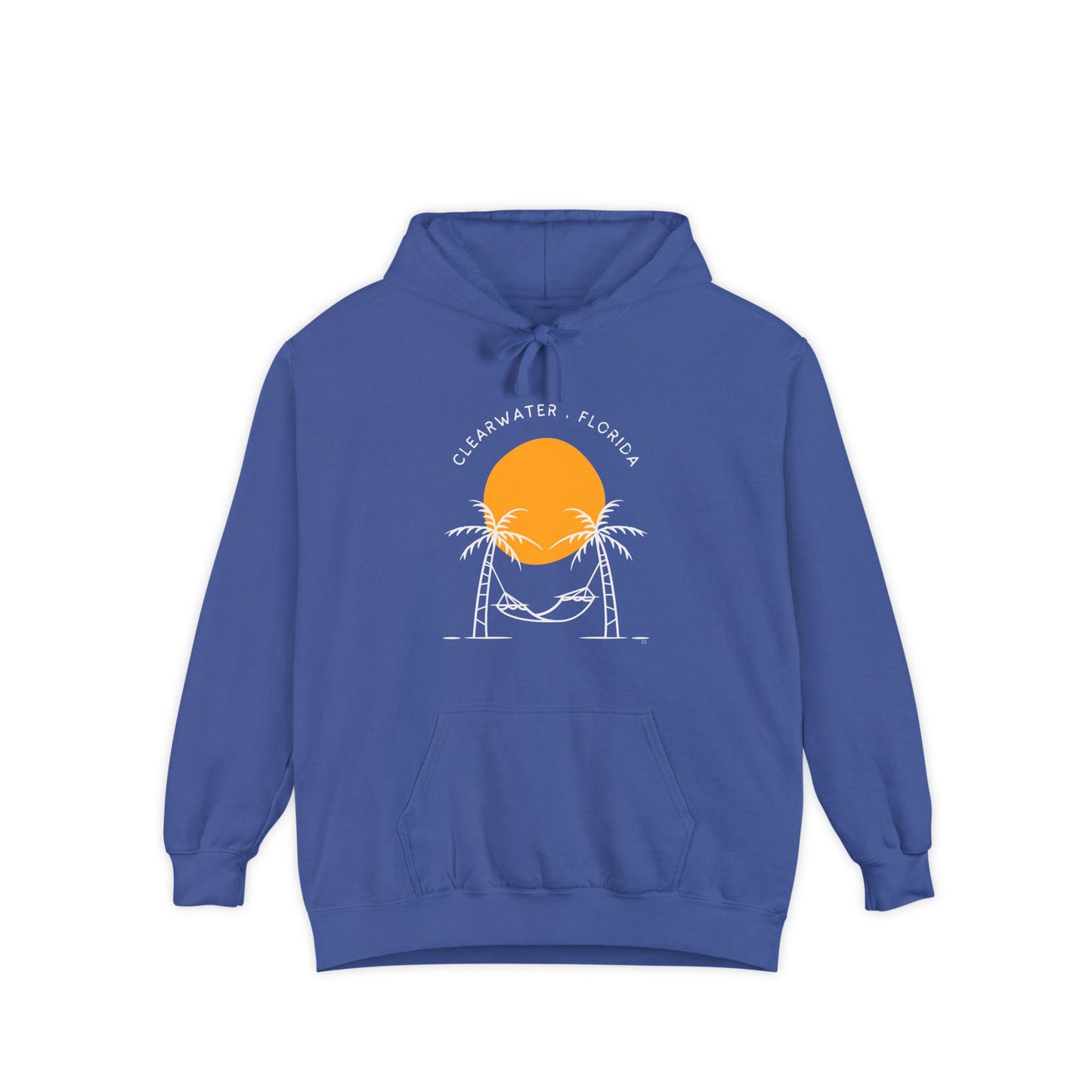Sunset Beach Hoodie, Unisex Garment-Dyed Pullover, Clearwater Florida Souvenir, Casual Beachwear, Gifts for Ocean Lovers