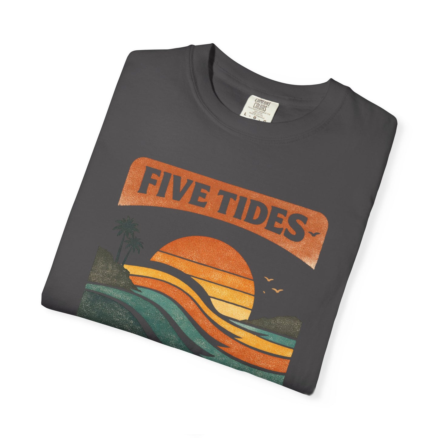 Five Tides Sunset Graphic Summer T-Shirt - Vintage Beach Tee