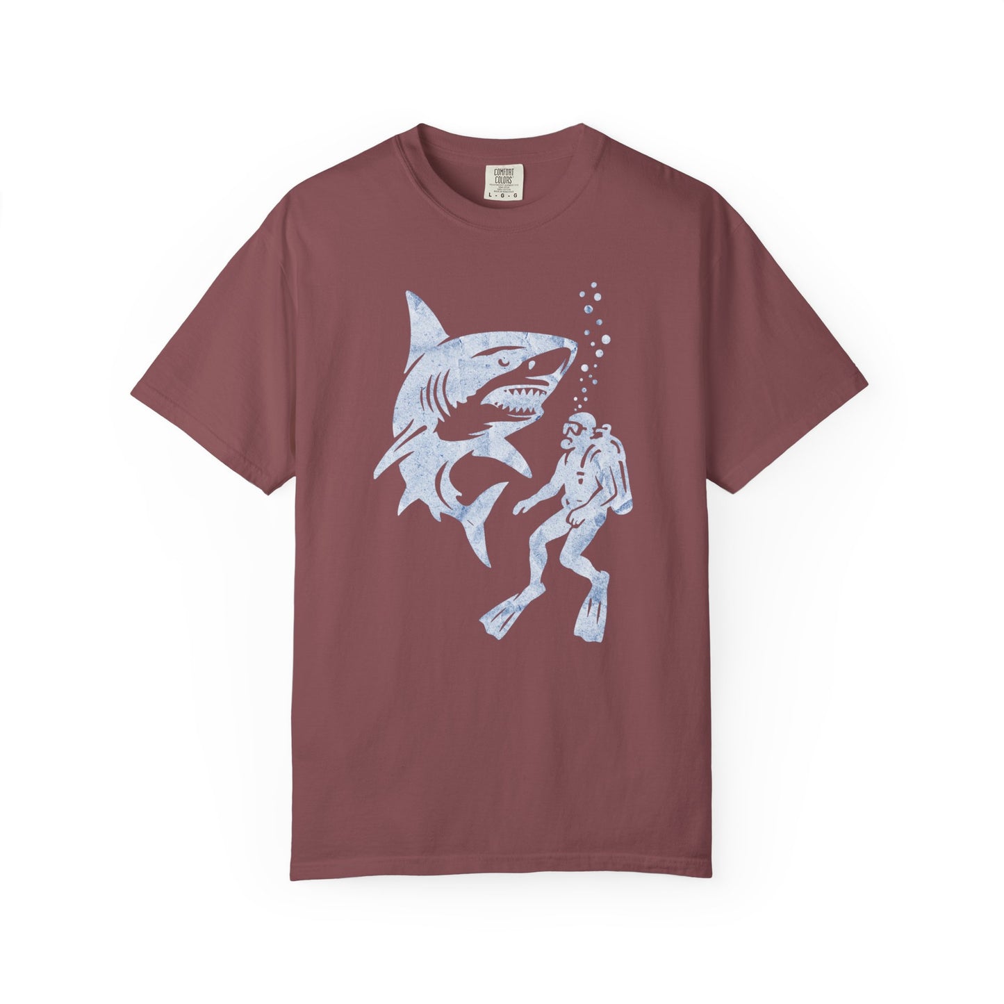 Shark Dive Unisex Garment-Dyed T-Shirt, Ocean Lover Gift, Adventure Enthusiast Shirt, Unique T-Shirt for Beach Days, Fun Diving Gift