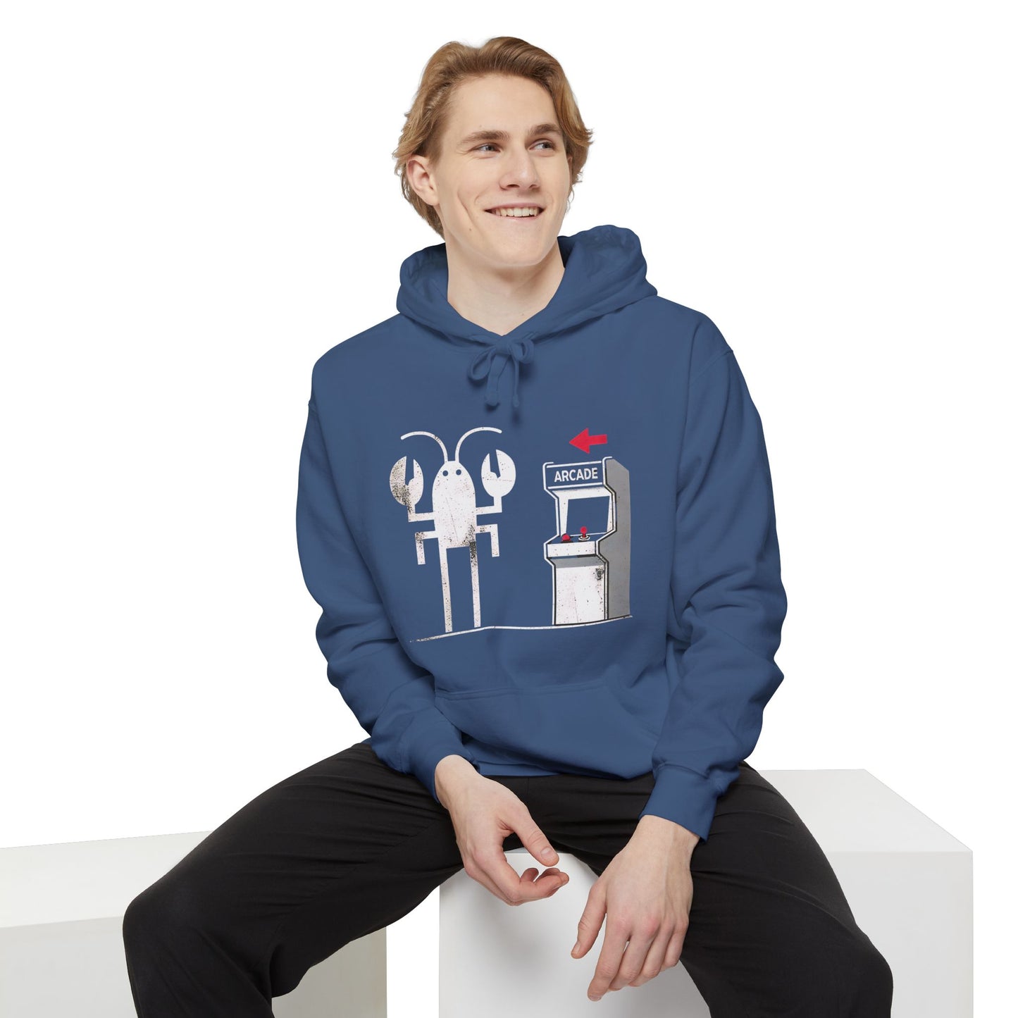 Lobster Arcade Unisex Hoodie, Fun Gift, Casual Wear, Cozy Sweater, Gamer Hoodie, Birthday Present, Seafood Lover Apparel