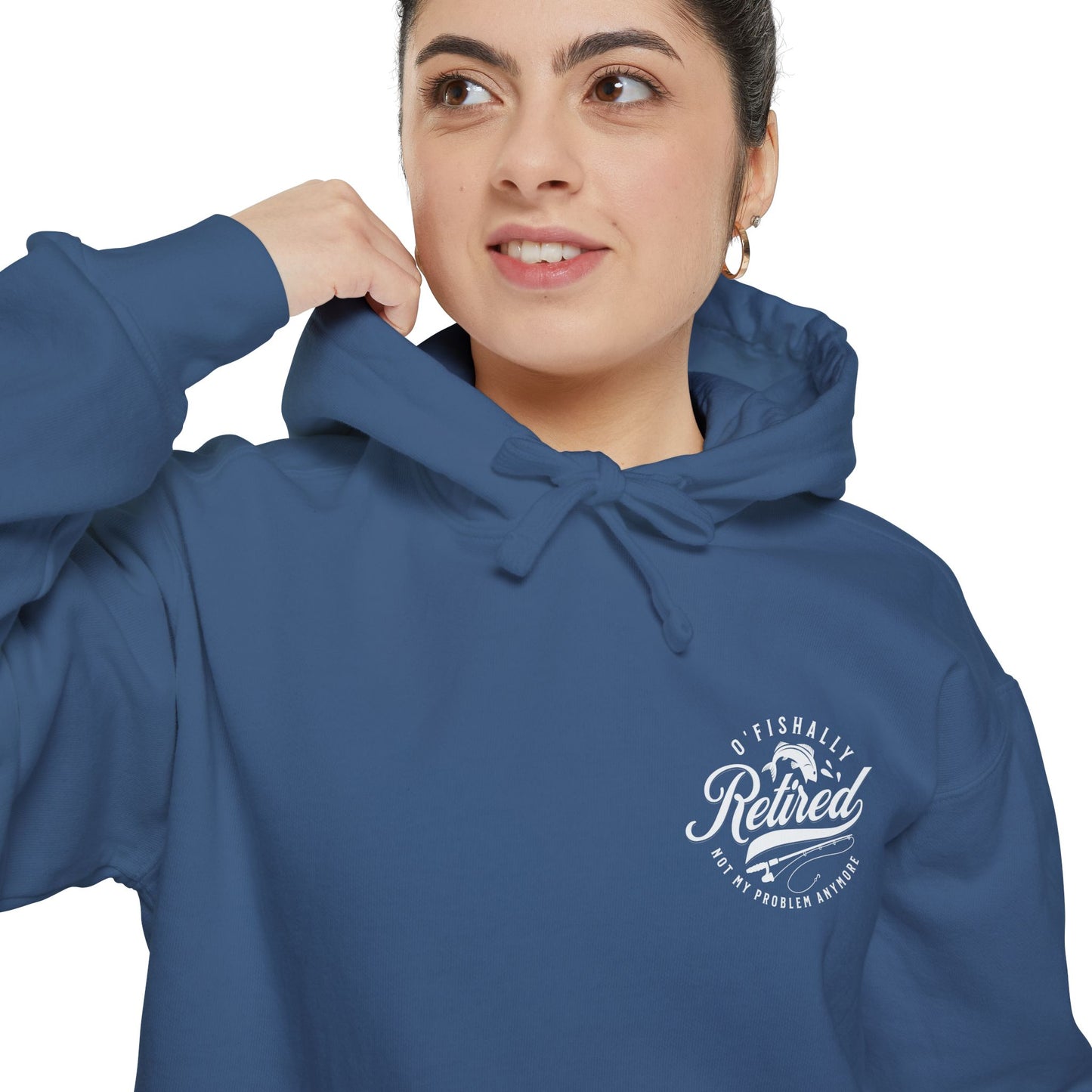 O'Fishally Retired Hoodie, Unisex Garment-Dyed Pullover, Perfect Gift for Retirees, Fishing Lovers, Cozy Everyday Wear, Retirement