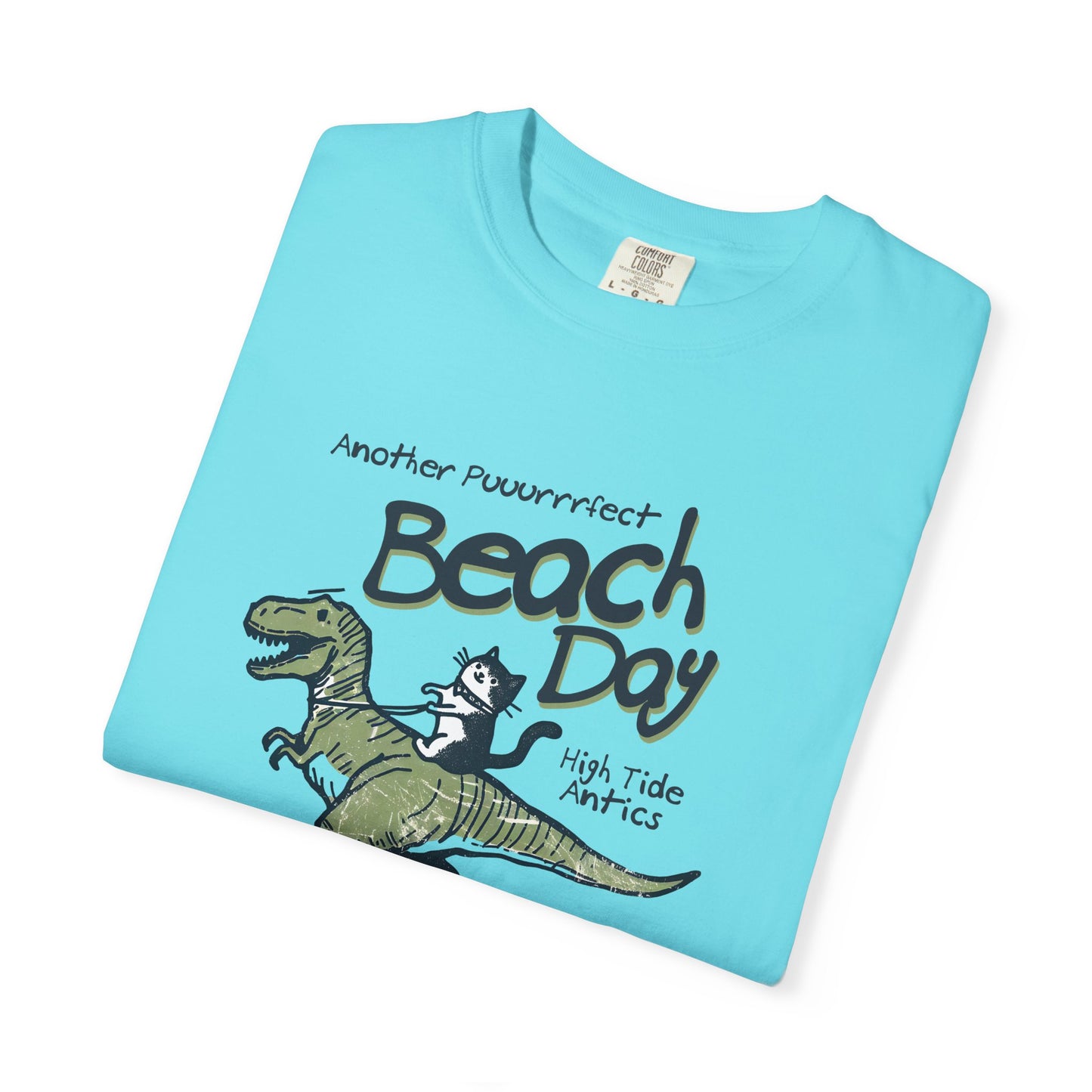 Beach Day Dino T-Shirt | Fun Unisex Tee for Summer, Gift for Kids & Adults, Beach Lovers, Vacation Style, Cute Animal Print