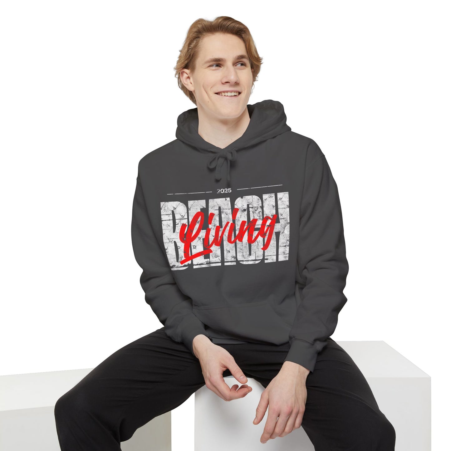 Beach Living Vibes Unisex Hoodie for Relaxed Days, Summer Apparel, Gift for Him/Her, Casual Wear, Beach Trip Essential