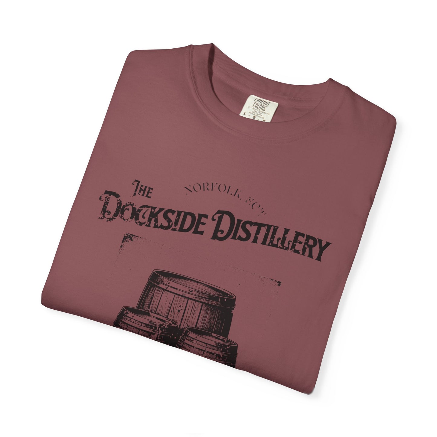 Rustic Dockside Distillery T-shirt, 100% Ring-Spun Garment-Dyed Cotton