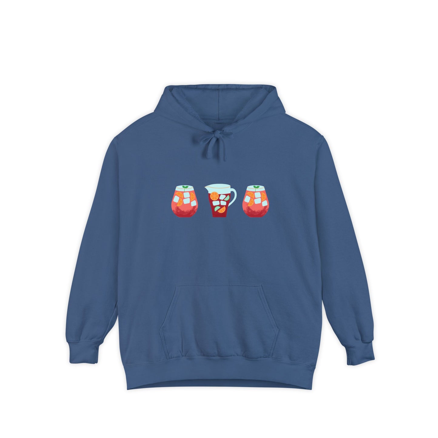Sangria Time Garment-Dyed Hoodie for Cozy Celebrations, Unisex Christmas Hoodie, Holiday Gift, Comfortable Sweatshirt