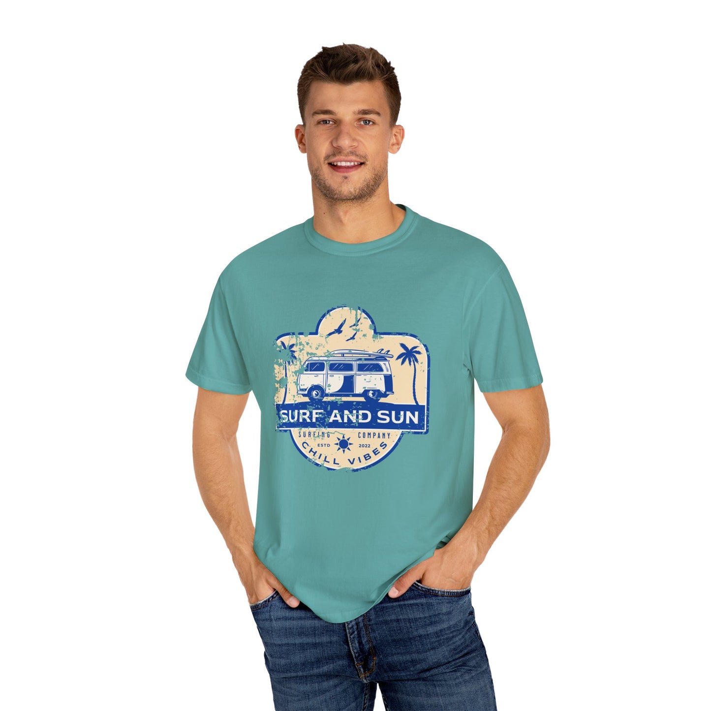 Chill Vibes Surf T-Shirt, Unisex Beach Tee, Casual Summer Shirt, Surf and Sun Apparel, Vacation Clothing, Gift for Surf Lovers
