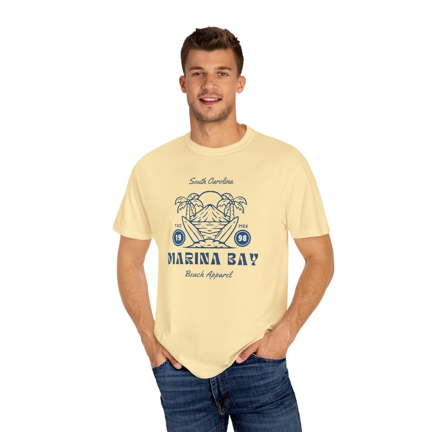 Marina Bay Beach T-Shirt | Comfy Casual Tee for Summer, Vacation Souvenir, Gift for Ocean Lovers, Trending Graphic Tee