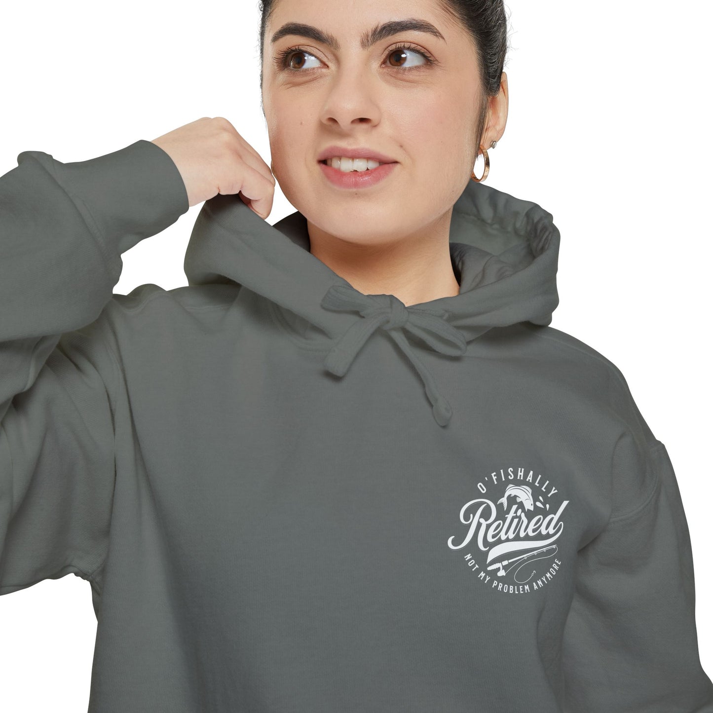 O'Fishally Retired Hoodie, Unisex Garment-Dyed Pullover, Perfect Gift for Retirees, Fishing Lovers, Cozy Everyday Wear, Retirement