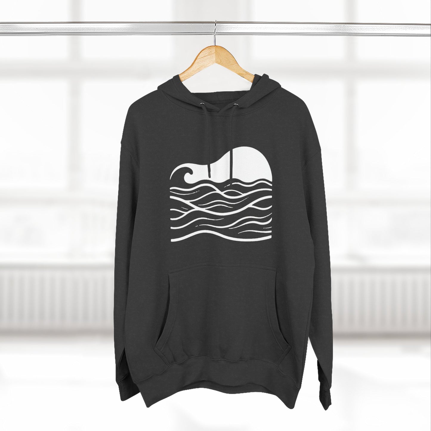 Atlantic Ocean Wave Fleece Hoodie - Cozy Surf-Inspired Sweatshirt, Beach Lover Gift, Winter Apparel, Casual Wear, Perfect for Surfing Trips!