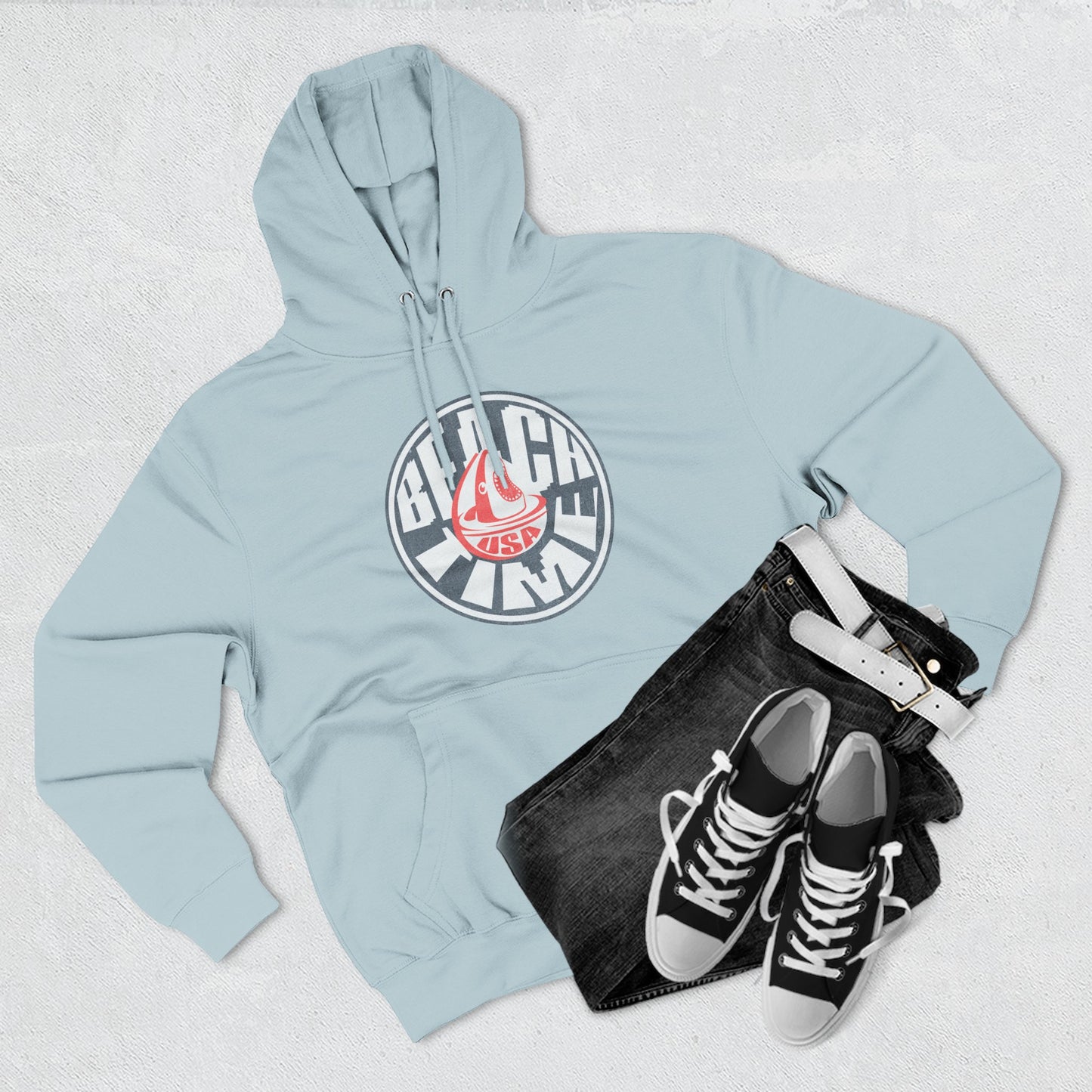 Sun Faded Beach Time Fleece Hoodie - Cozy Casual Wear for Beach Lovers, Perfect for Summer, Gift Idea, Unisex Hoodie, Everyday Comfort