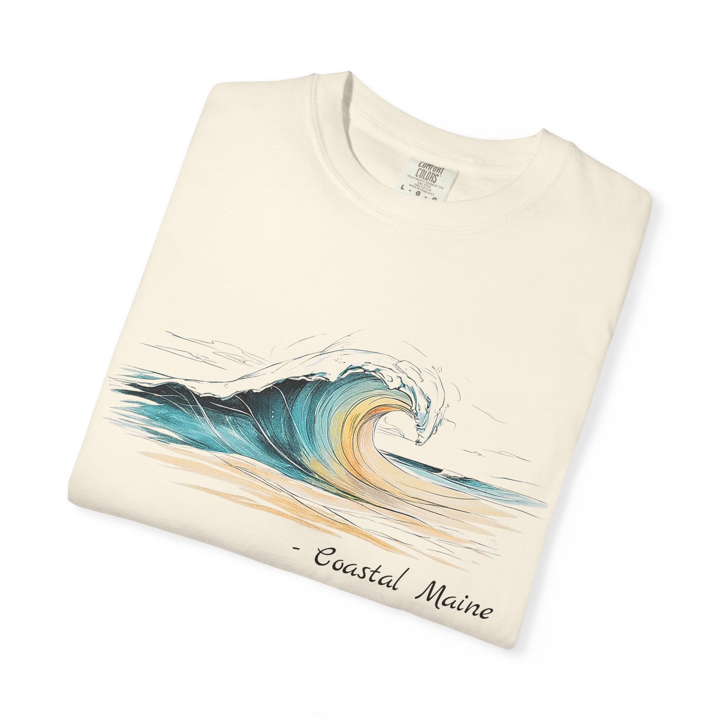 Coastal Maine Wave T-Shirt, 100% Ring-Spun Garment-Dyed Cotton