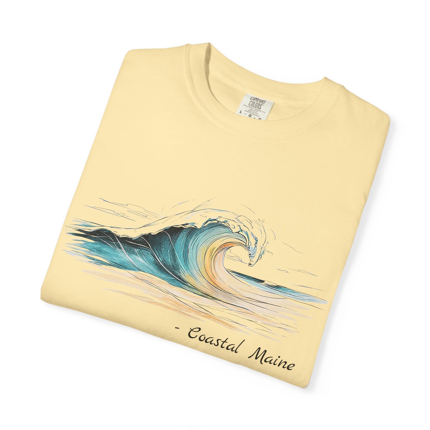 Coastal Maine Wave T-Shirt, 100% Ring-Spun Garment-Dyed Cotton