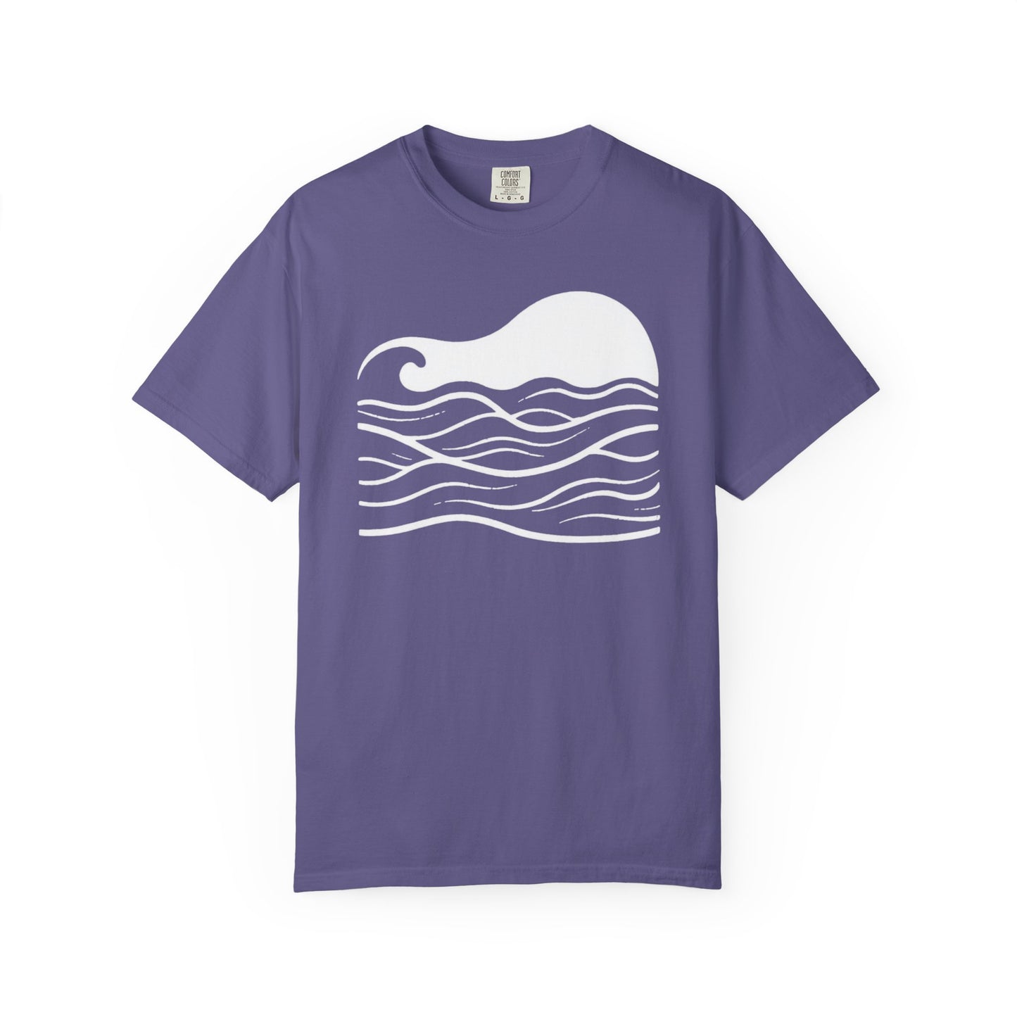 Stenciled Ocean Wave T-Shirt, 100% Ring-Spun Garment-Dyed Cotton
