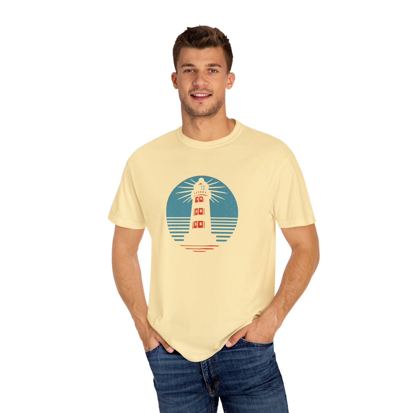 Nautical Lighthouse T-Shirt, Relaxed Fit, Unisex Casual Wear, Summer Style, Unique Gift for Beach Lovers, Adventure Attire
