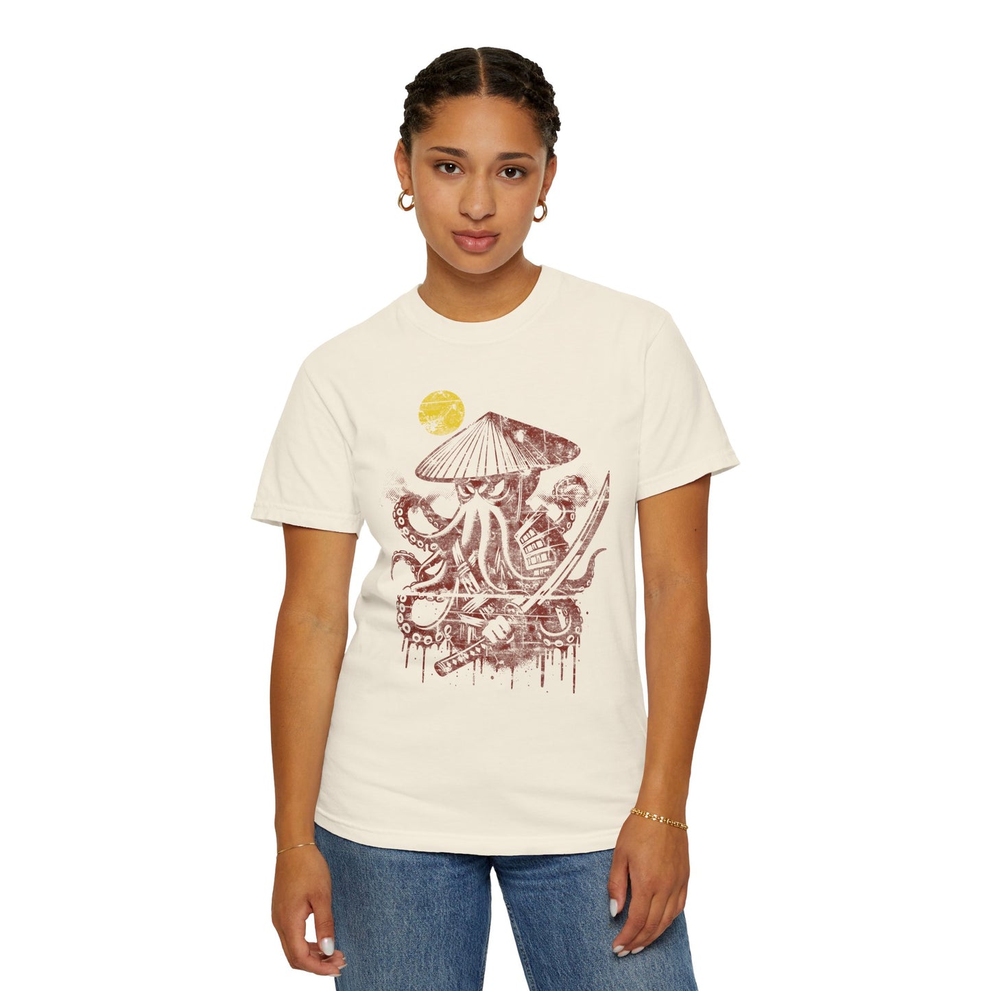 Faded Octopus Samurai T-shirt, Vintage Graphic Tee, Unisex Tee, Distressed Octopus Shirt, Unique Gift