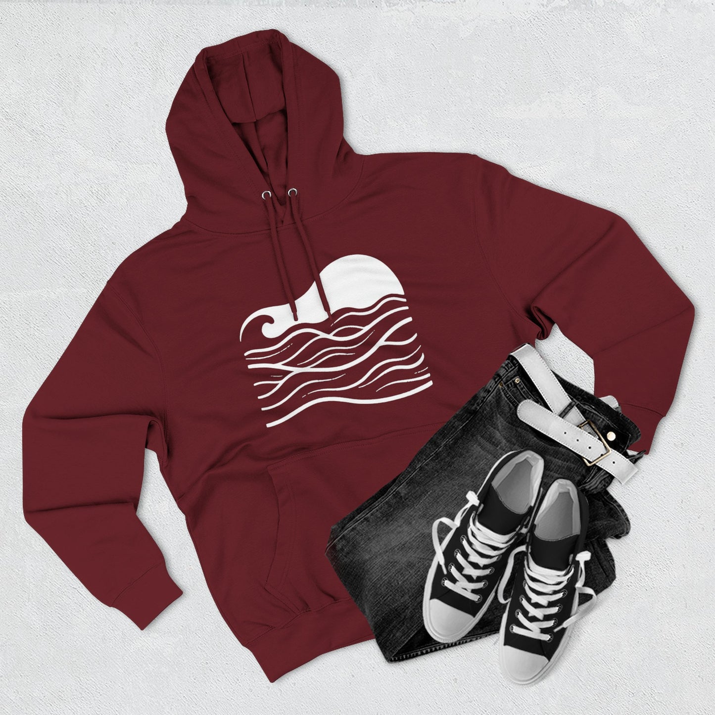 Atlantic Ocean Wave Fleece Hoodie - Cozy Surf-Inspired Sweatshirt, Beach Lover Gift, Winter Apparel, Casual Wear, Perfect for Surfing Trips!