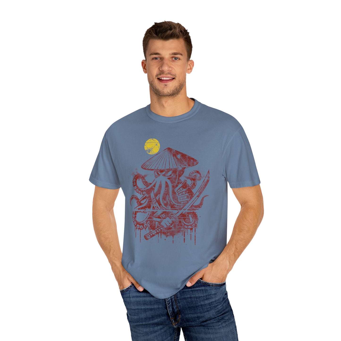 Faded Octopus Samurai T-shirt, Vintage Graphic Tee, Unisex Tee, Distressed Octopus Shirt, Unique Gift