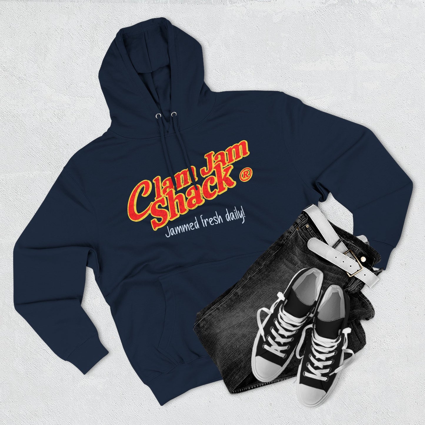 Clam Jam Shack Fleece Hoodie - Perfect for Casual Days, Ideal Gift for Clam Lovers, Versatile for All Seasons, Trendy Streetwear