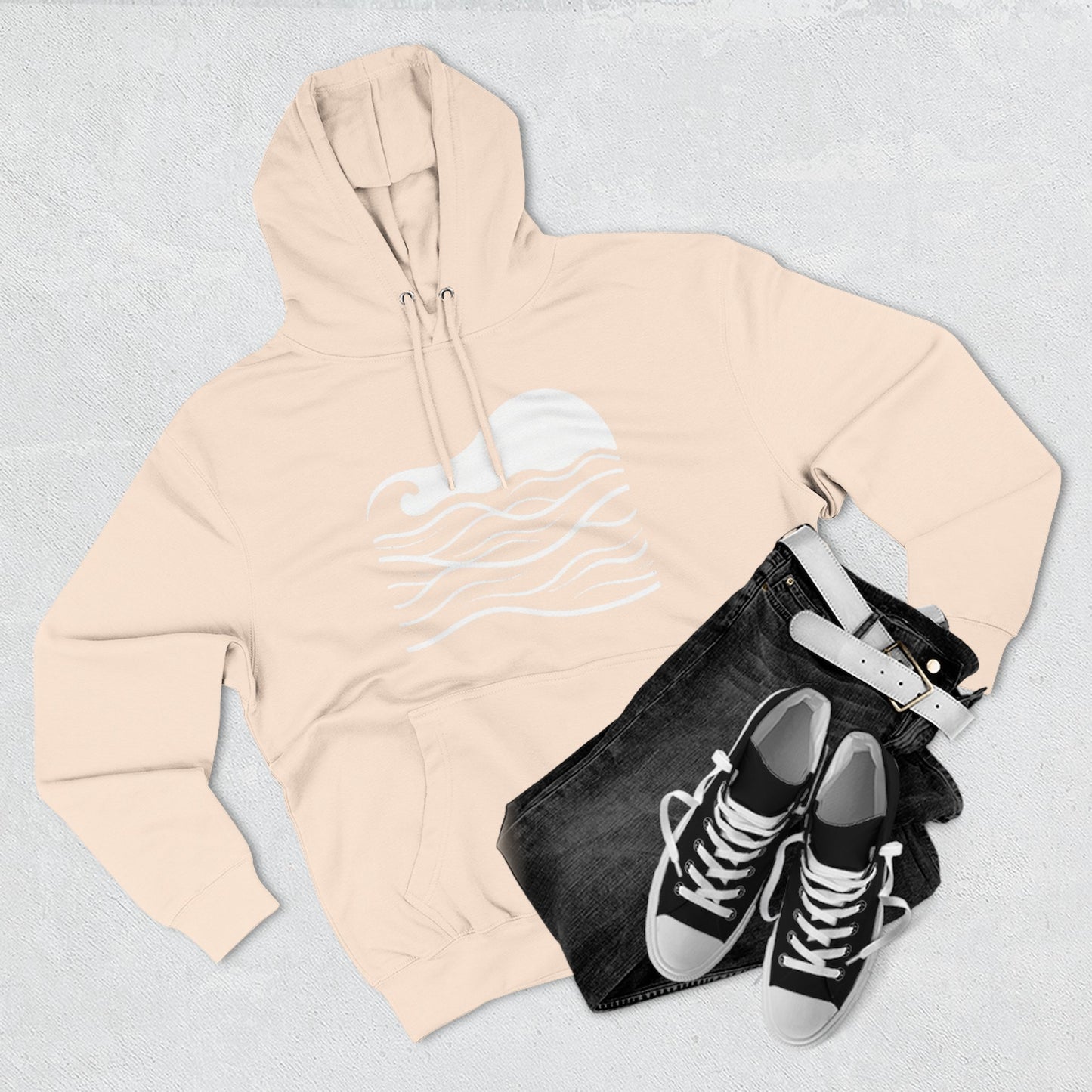 Atlantic Ocean Wave Fleece Hoodie - Cozy Surf-Inspired Sweatshirt, Beach Lover Gift, Winter Apparel, Casual Wear, Perfect for Surfing Trips!