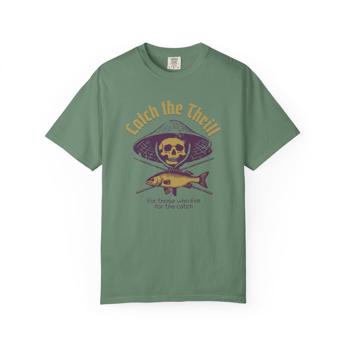 Catch the Thrill T-Shirt, Mens Fishing Tee, Skull Design Shirt, Outdoor Adventure Apparel, Gift for Anglers
