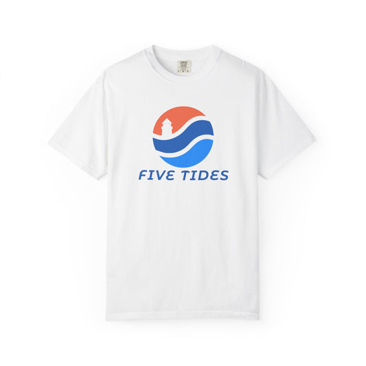 Five Tides Logo Lighthouse Graphic T-Shirt - Coastal Wave Summer Cotton Tee