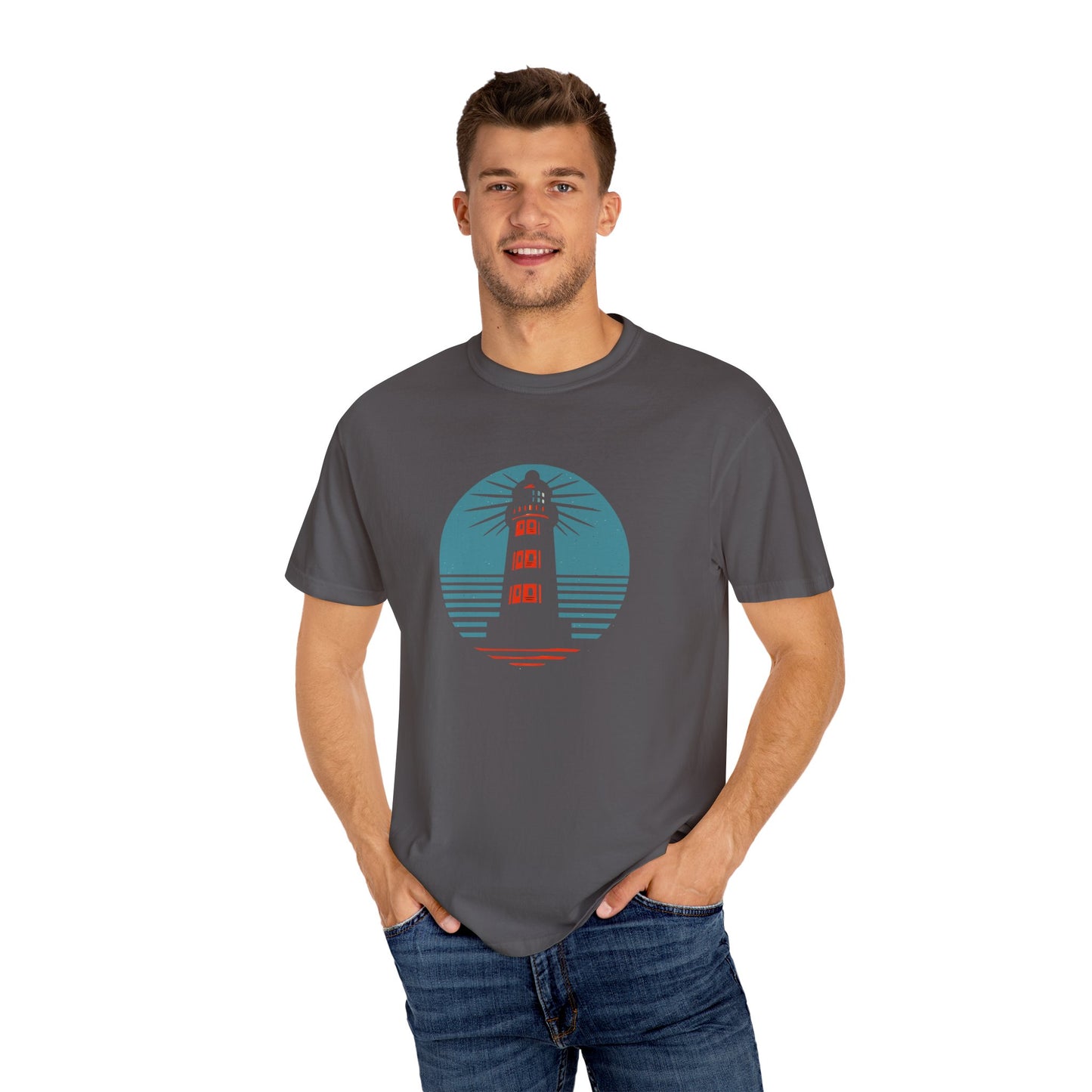Nautical Lighthouse T-Shirt, Relaxed Fit, Unisex Casual Wear, Summer Style, Unique Gift for Beach Lovers, Adventure Attire