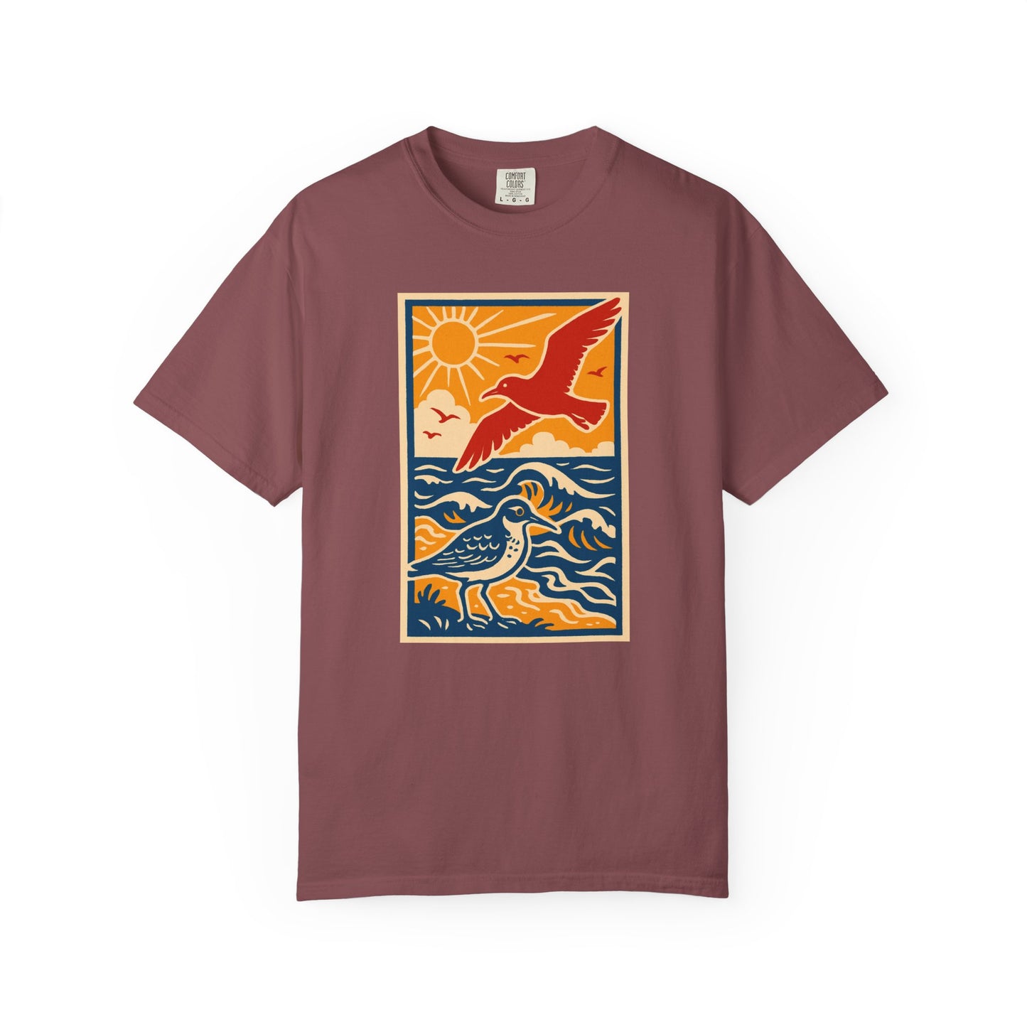 Ocean Breeze Garment-Dyed Graphic T-shirt, Unisex Beach Tee, Summer Vibes Shirt, Gift for Nature Lovers, Casual Outdoor Apparel