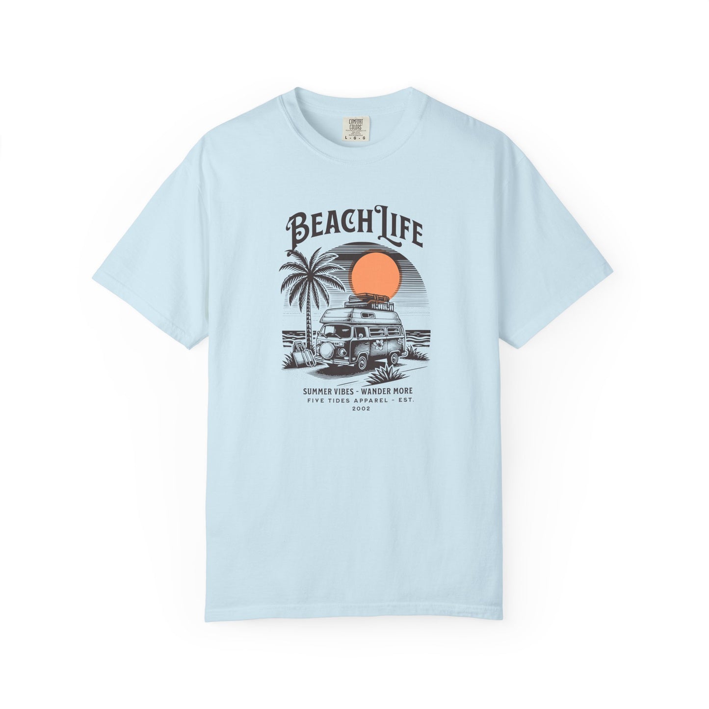 Beach Life Graphic T-Shirt, 100% Ring-Spun Garment-Dyed Cotton