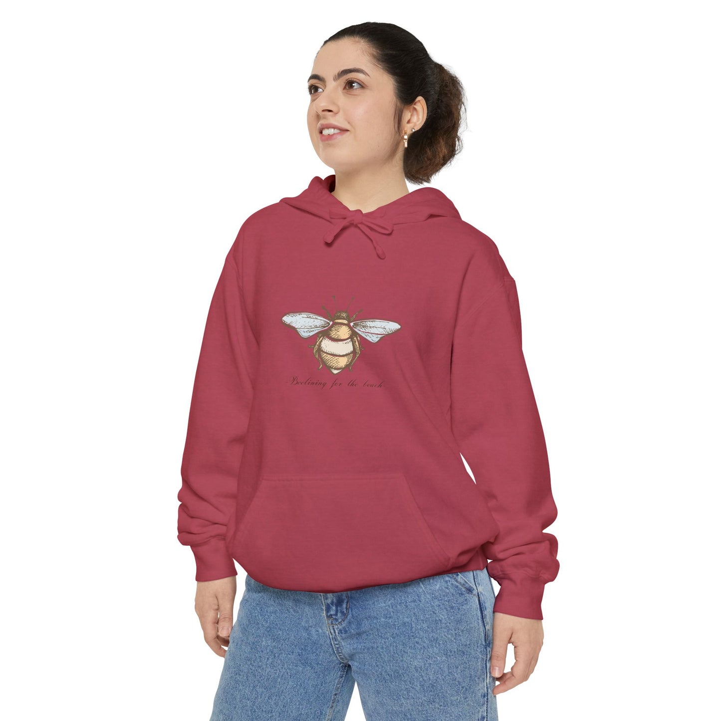 Bee-Inspired Unisex Garment-Dyed Hoodie, Nature Lover Sweater, Eco-Friendly Gift, Cozy Casual Wear, Perfect for Spring