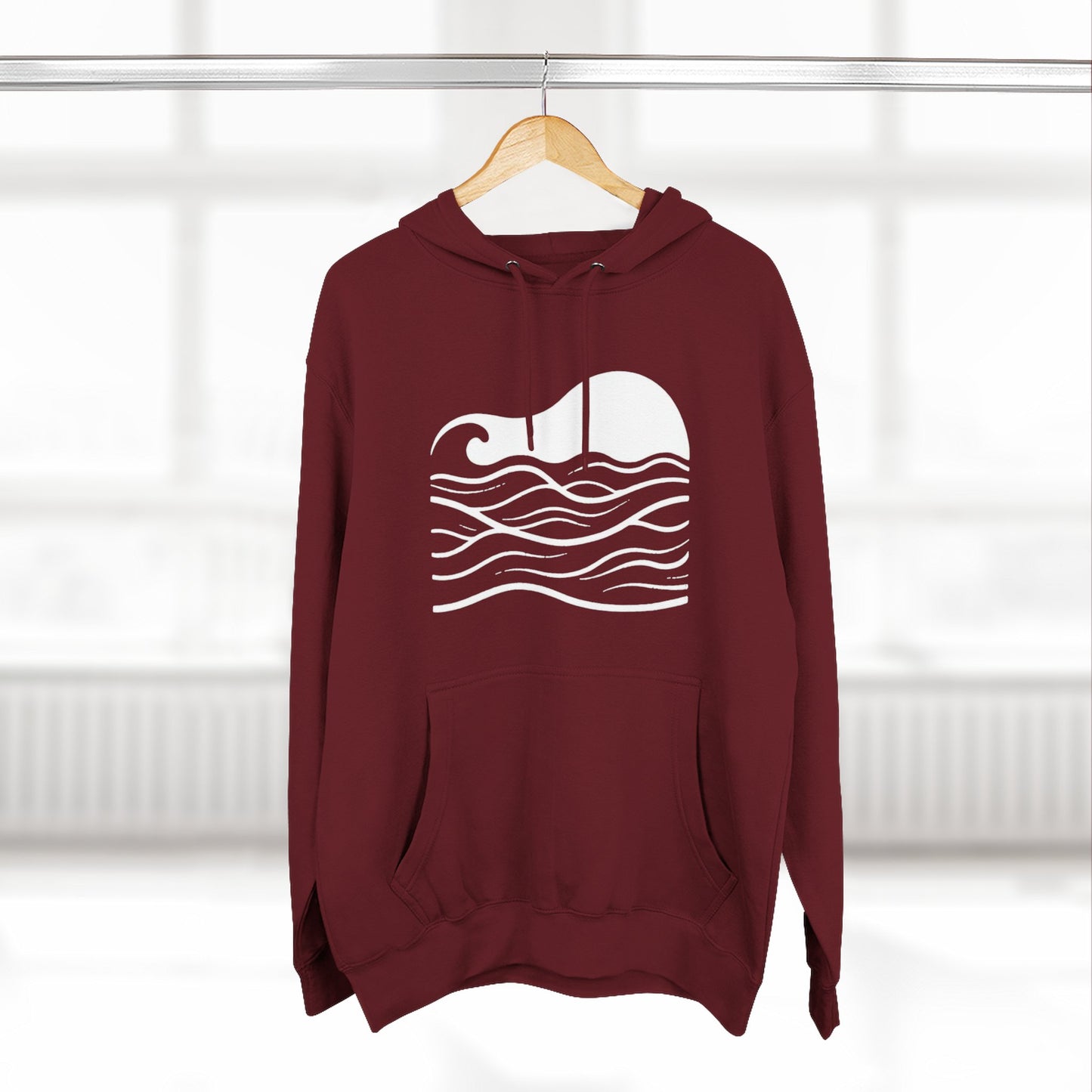 Atlantic Ocean Wave Fleece Hoodie - Cozy Surf-Inspired Sweatshirt, Beach Lover Gift, Winter Apparel, Casual Wear, Perfect for Surfing Trips!