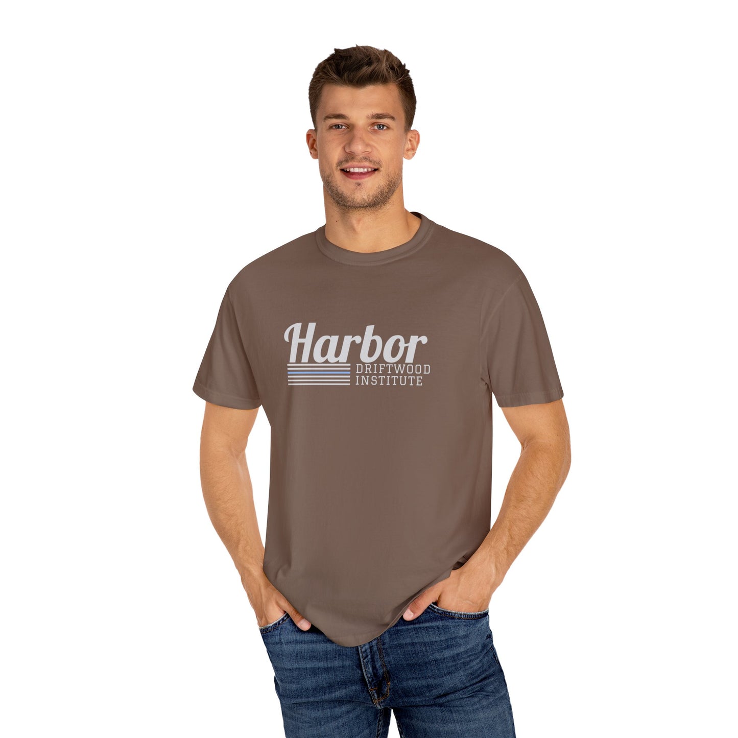 Harbor Driftwood Institute Design, Garmet-Dyed Cotton, Unisex T-Shirt, Casual Wear, Beach Vibes, Perfect Gift for Nautical Lovers