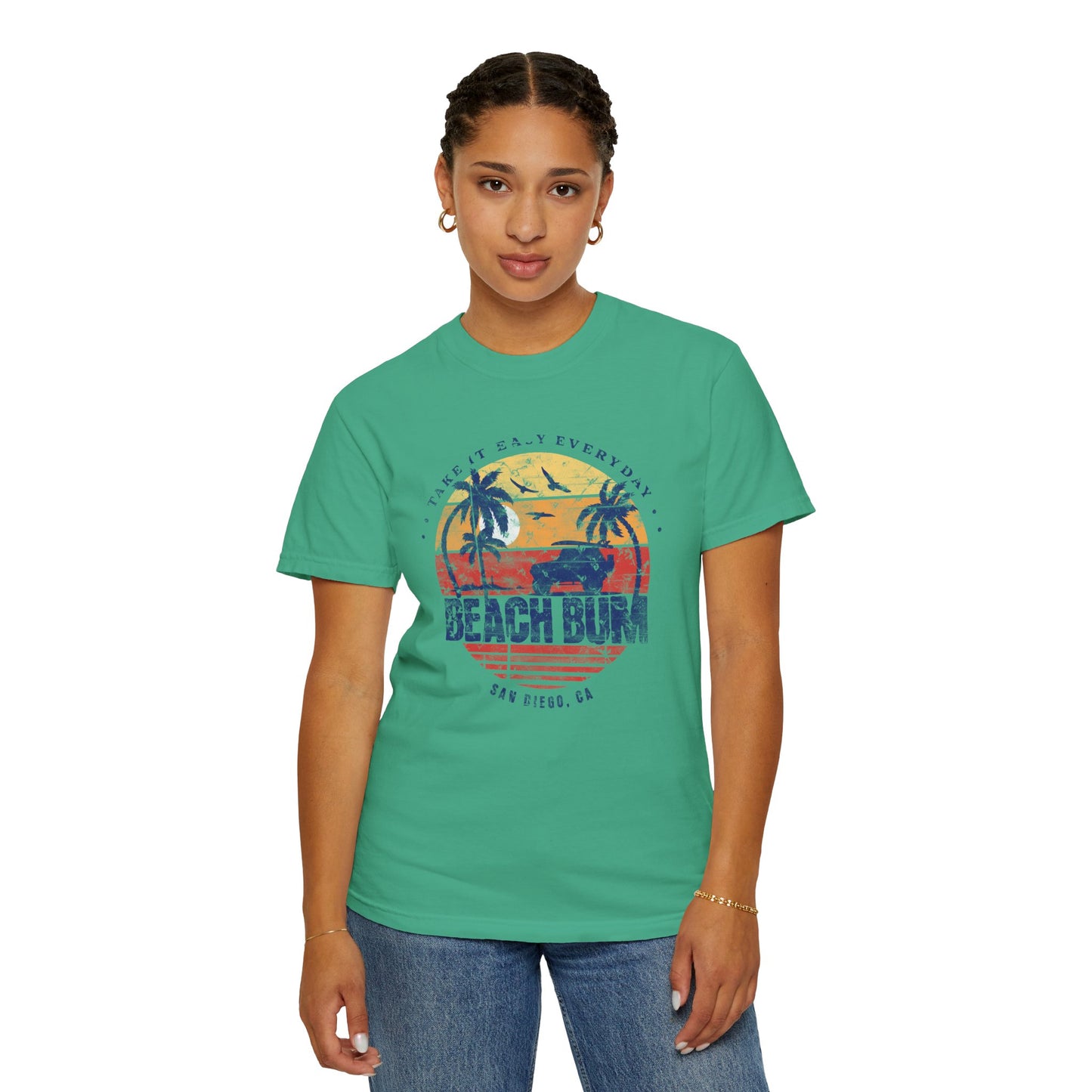 Beach Bum Graphic T-Shirt, Retro Summer Vibes Apparel, Perfect for Vacations, Gifts for Beach Lovers, Casual Wear