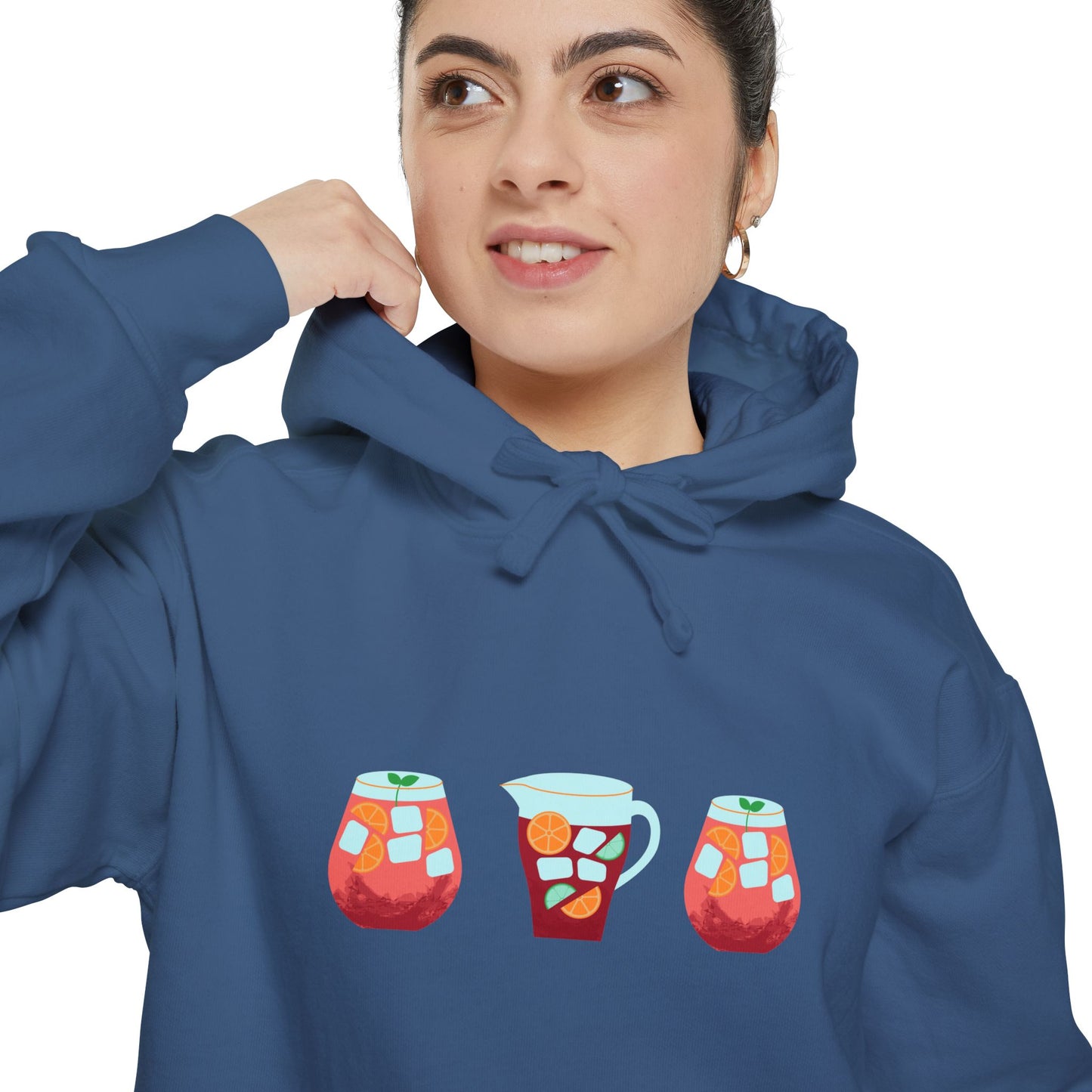 Sangria Time Garment-Dyed Hoodie for Cozy Celebrations, Unisex Christmas Hoodie, Holiday Gift, Comfortable Sweatshirt