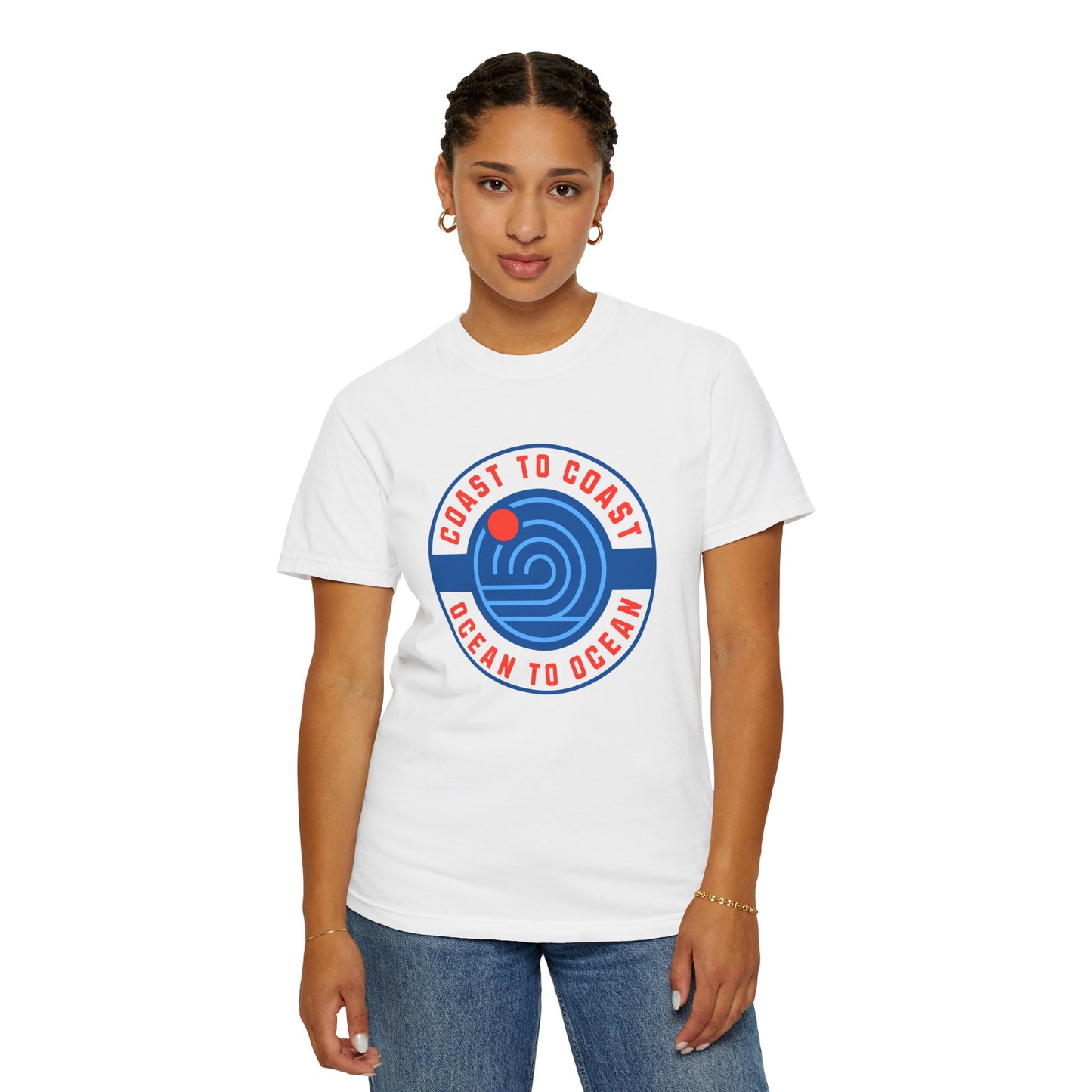 Coast to Coast Ocean Tee - Garment-Dyed Unisex T-Shirt, Casual Wear, Travel Apparel, Summer Fun, Unique Gift