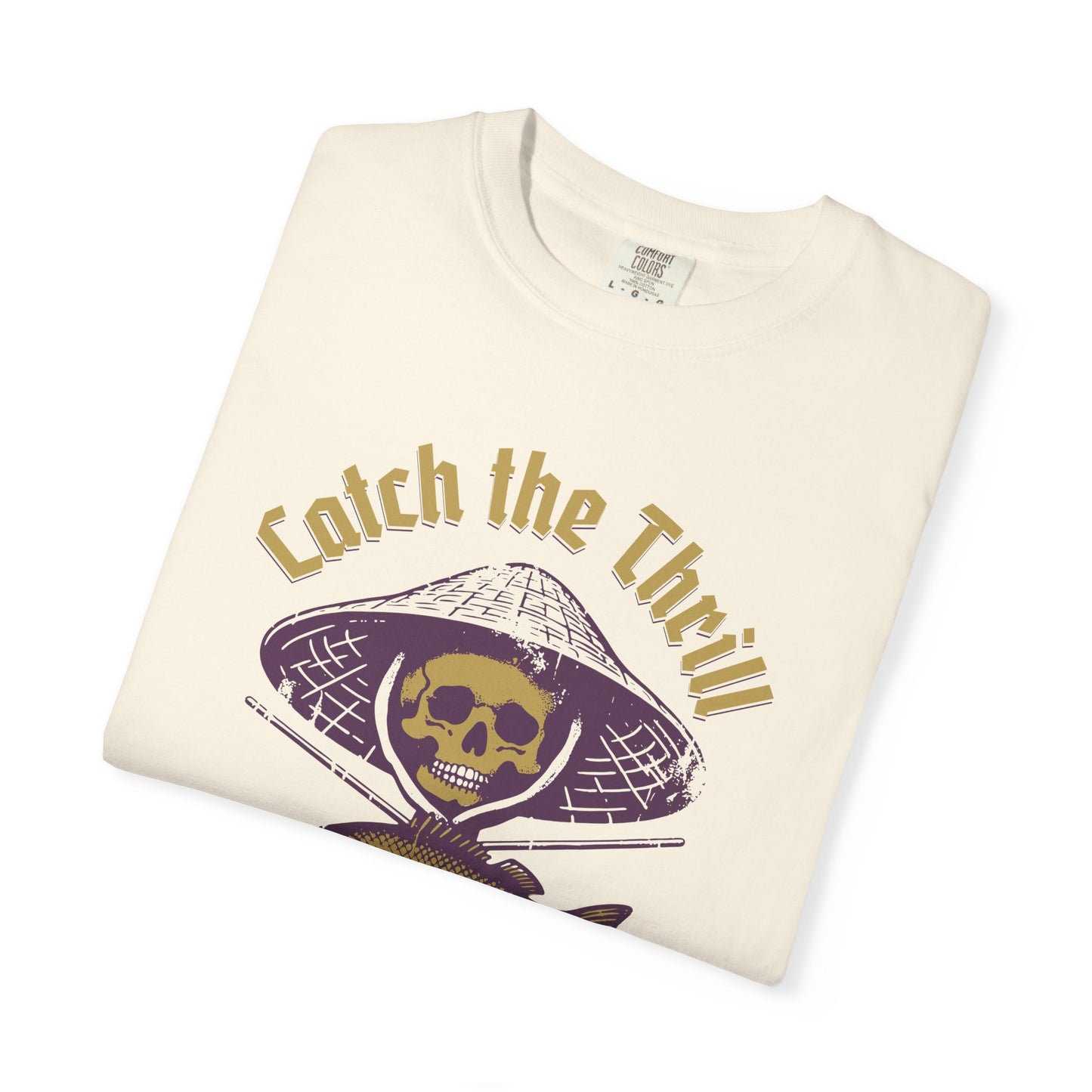 Catch the Thrill T-Shirt, Mens Fishing Tee, Skull Design Shirt, Outdoor Adventure Apparel, Gift for Anglers