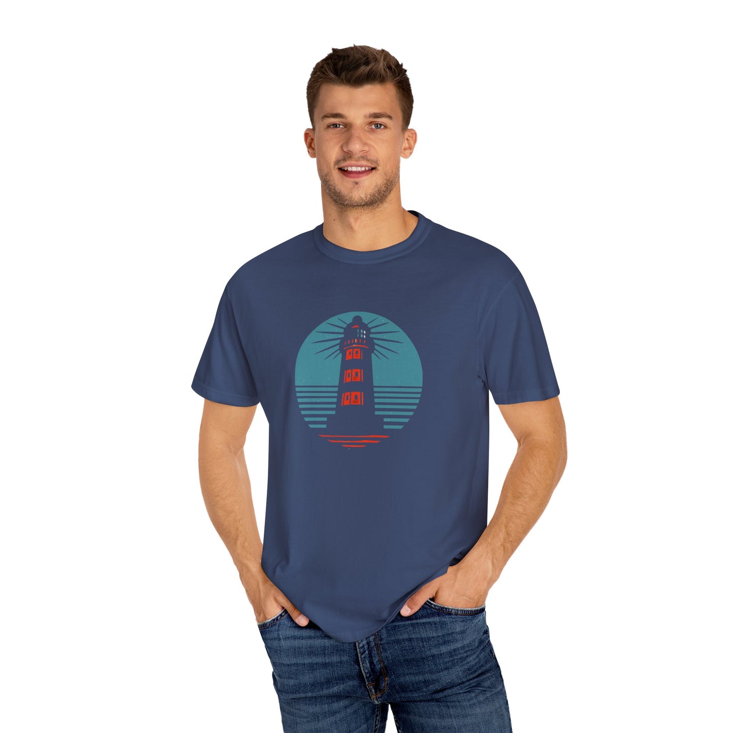 Nautical Lighthouse T-Shirt, Relaxed Fit, Unisex Casual Wear, Summer Style, Unique Gift for Beach Lovers, Adventure Attire