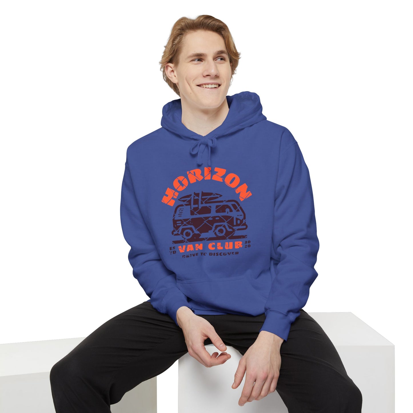 Horizon Van Beach Club Unisex Hoodie - Cozy Citrus Style, Summer Vibes, Gift for Friends, Casual Wear, Eco-Friendly Fashion