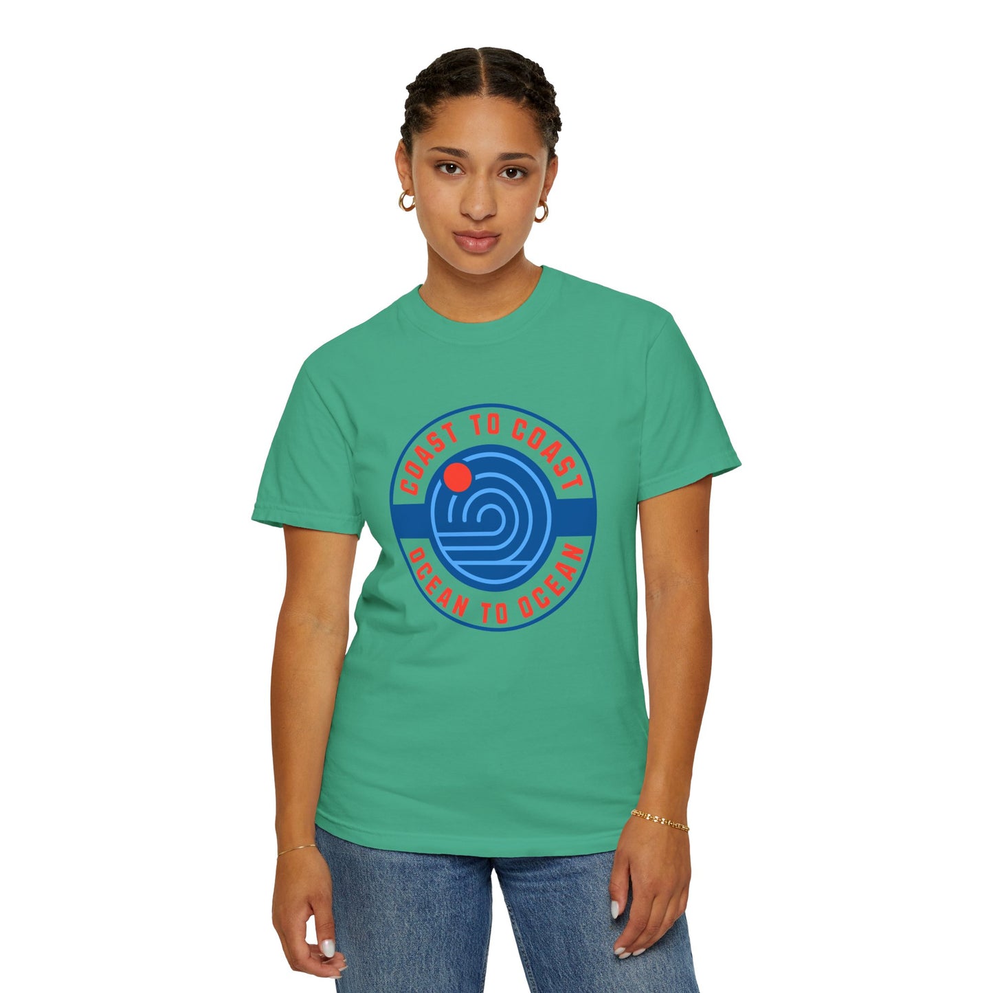 Coast to Coast Ocean Tee - Garment-Dyed Unisex T-Shirt, Casual Wear, Travel Apparel, Summer Fun, Unique Gift