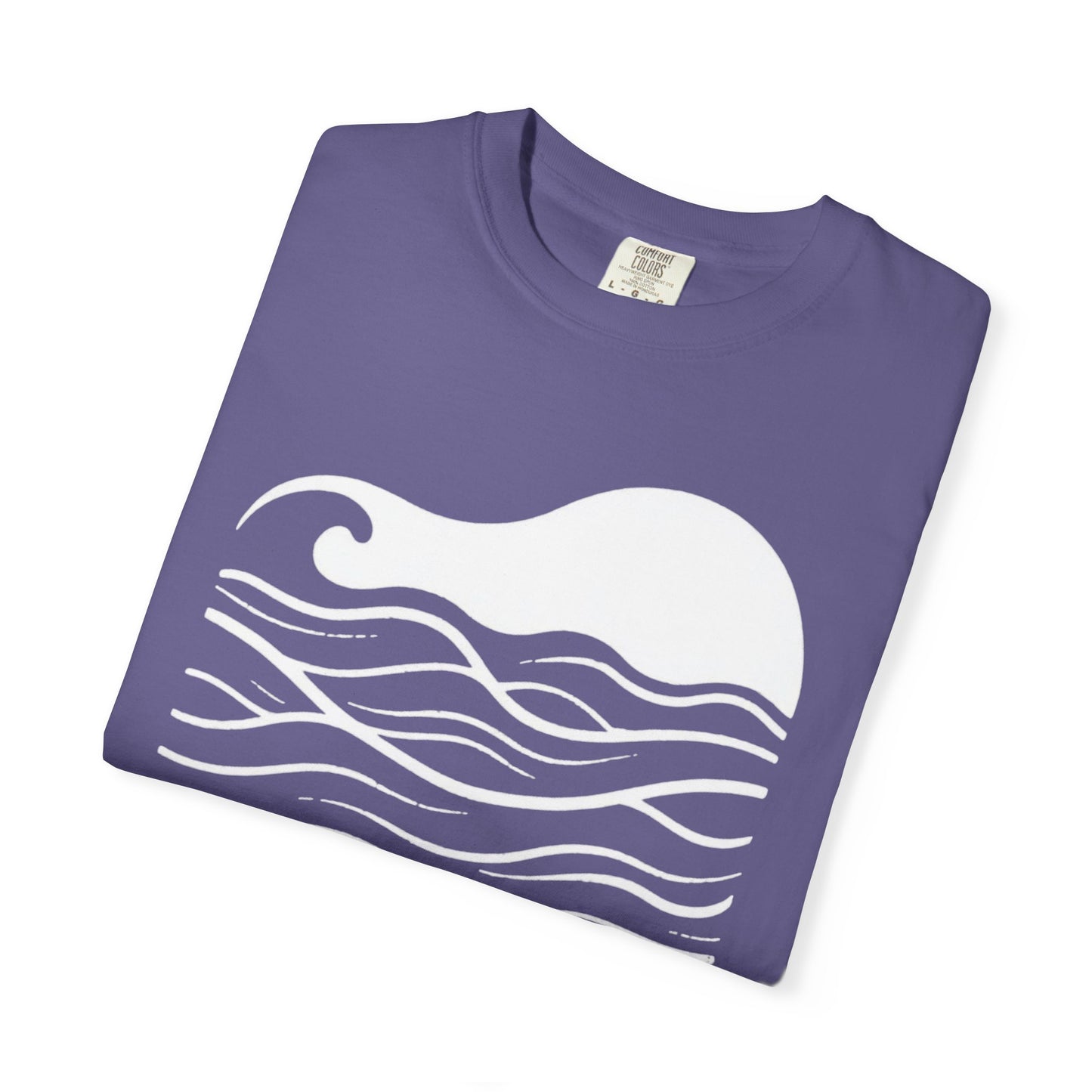 Stenciled Ocean Wave T-Shirt, 100% Ring-Spun Garment-Dyed Cotton