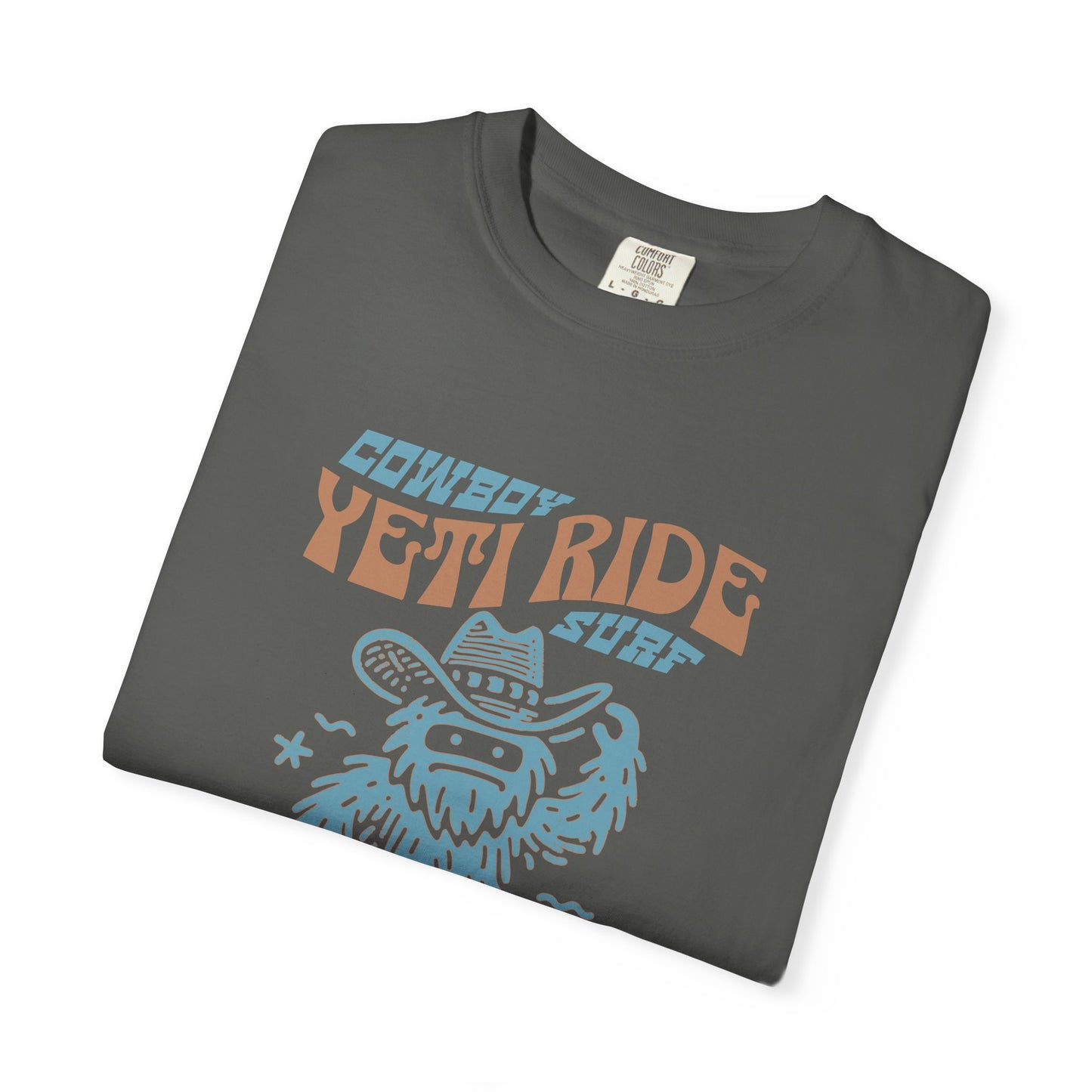 Cowboy Yeti Surfing, Garment-Dyed T-Shirt, Unisex