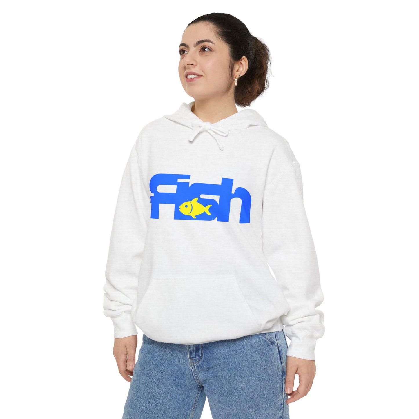 Fish Design Unisex Hoodie, Casual Streetwear, Gift for Fish Lovers, Relaxed Fit, Eco-Friendly Style, Summer Beach Vibe