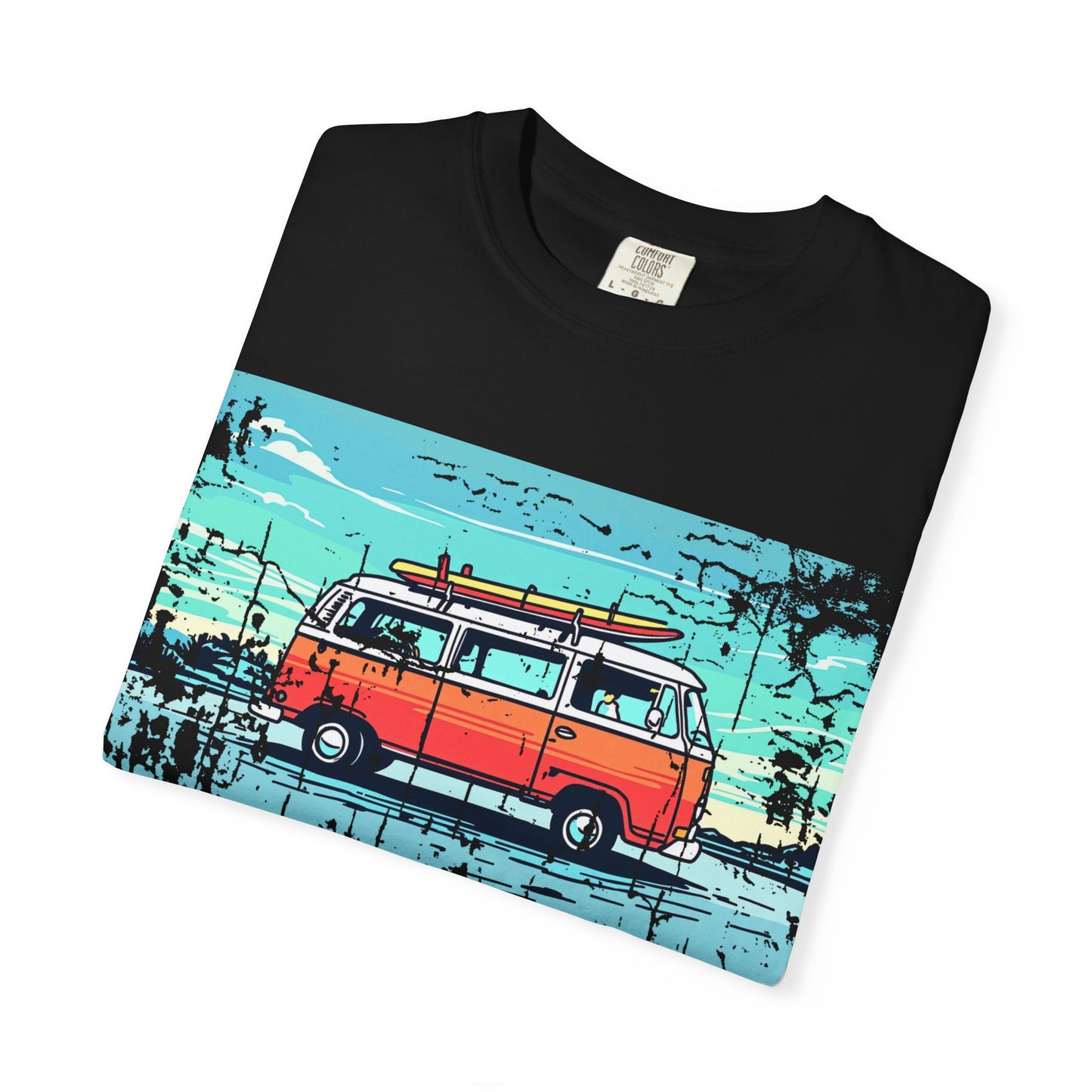 Retro Surfing Van T-Shirt, Beachwear, Vacation Apparel, Gift for Surfer, Summer Style, Casual Wear
